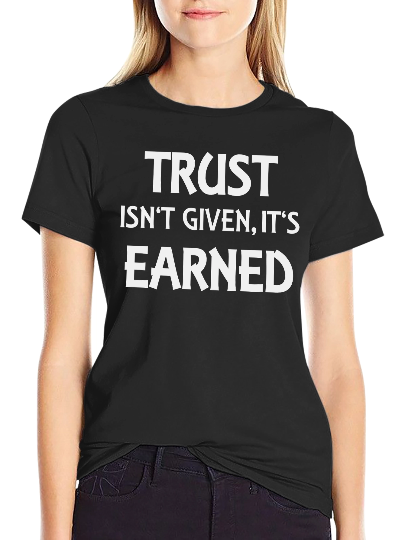 Trust Is Earned Graphic T-Shirt - Black