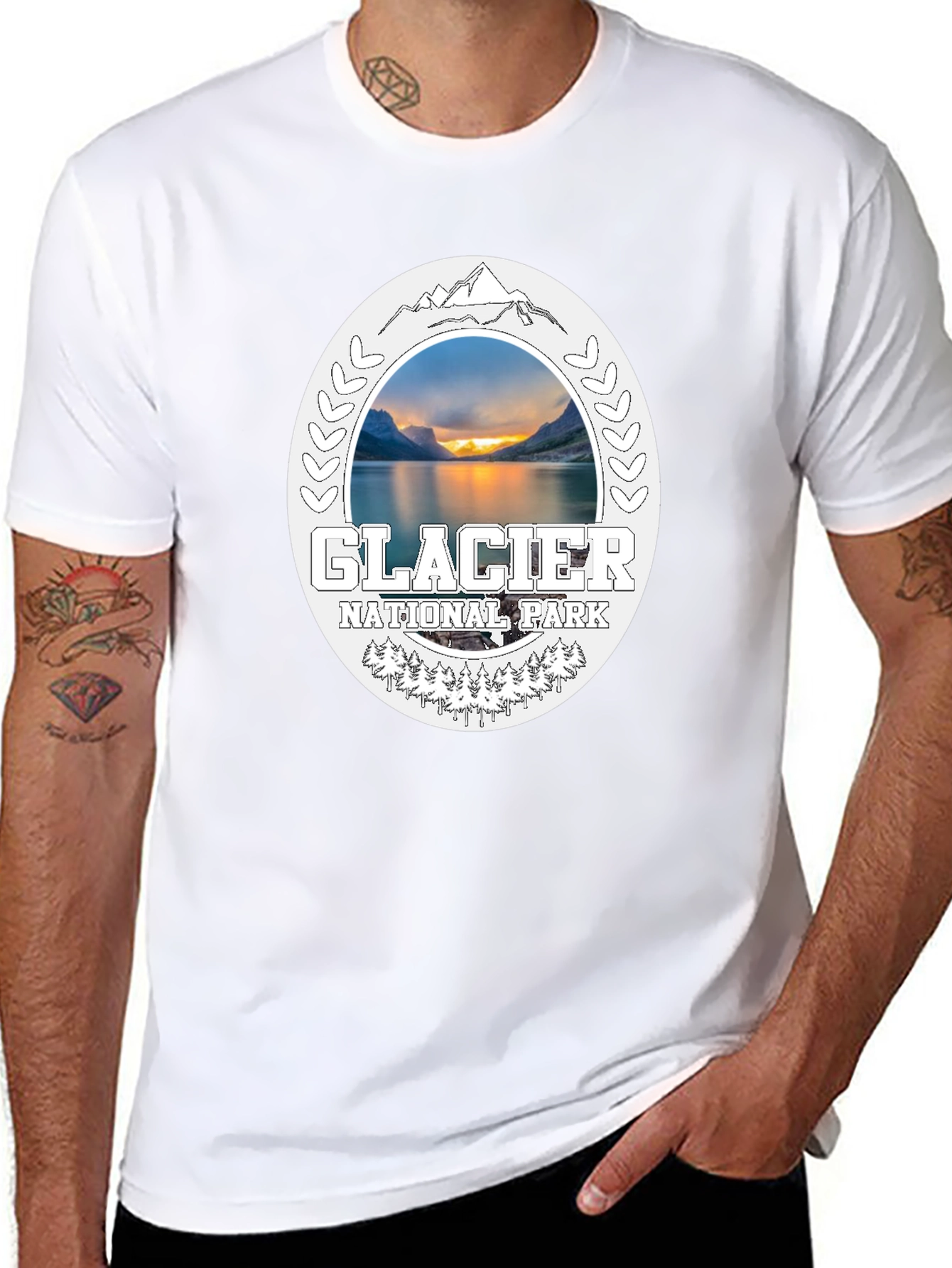 Glacier National Park Black Graphic T-Shirt