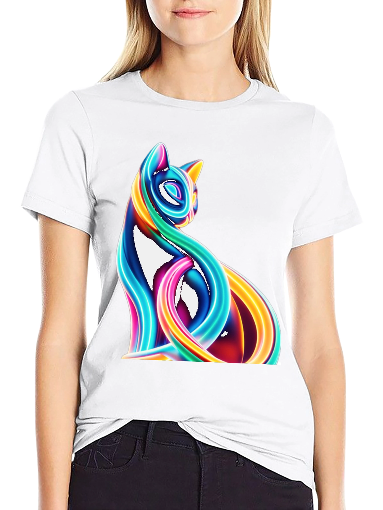 Neon Cat Graphic T-Shirt - Stylish Design