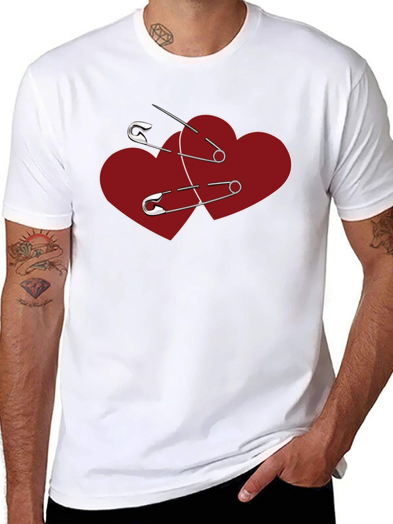 Heart Safety Pin T-Shirt