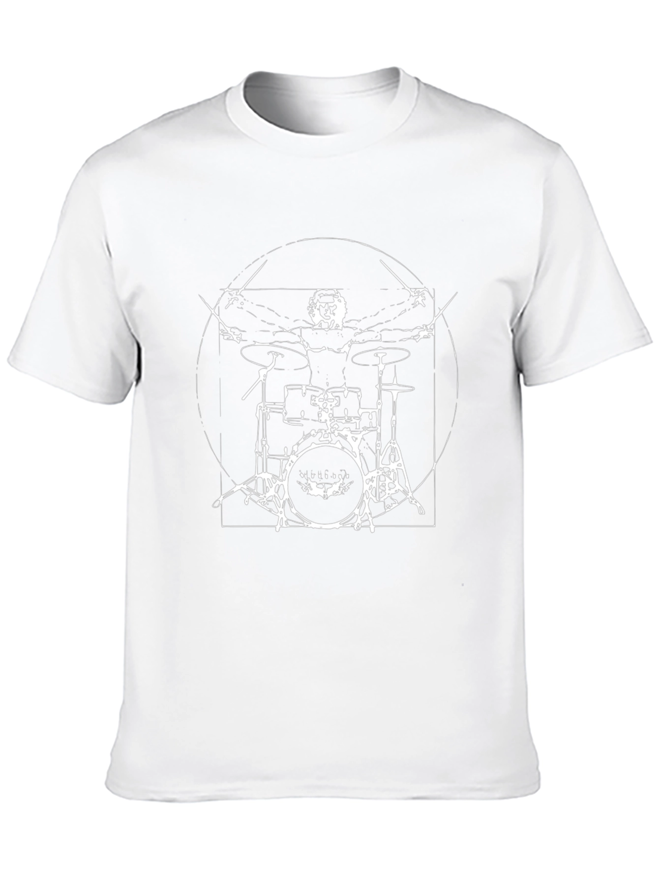 Drummer Vitruvian Man T-Shirt - Black Cotton Tee