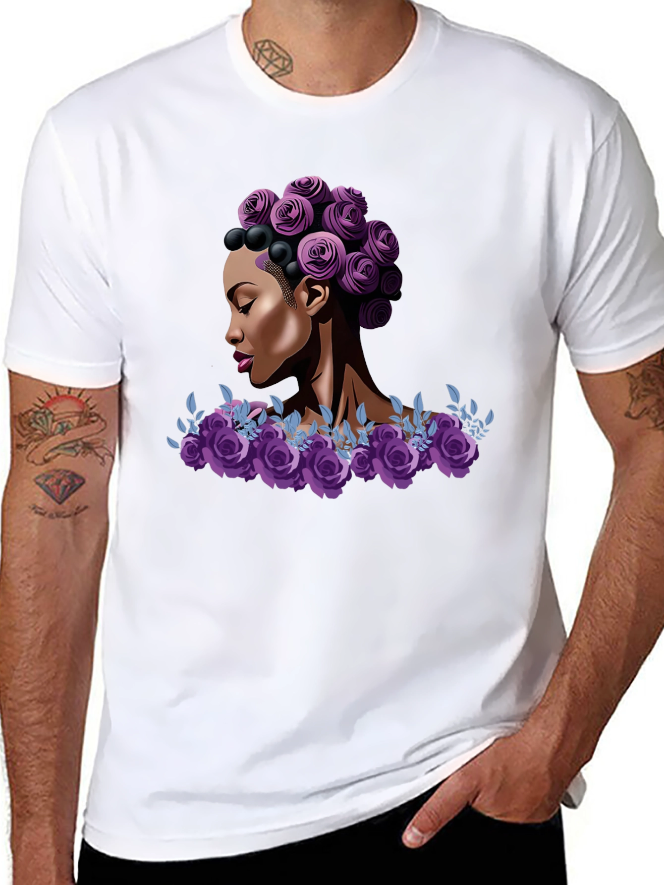 Floral Queen Graphic Tee - Stylish Black T-Shirt