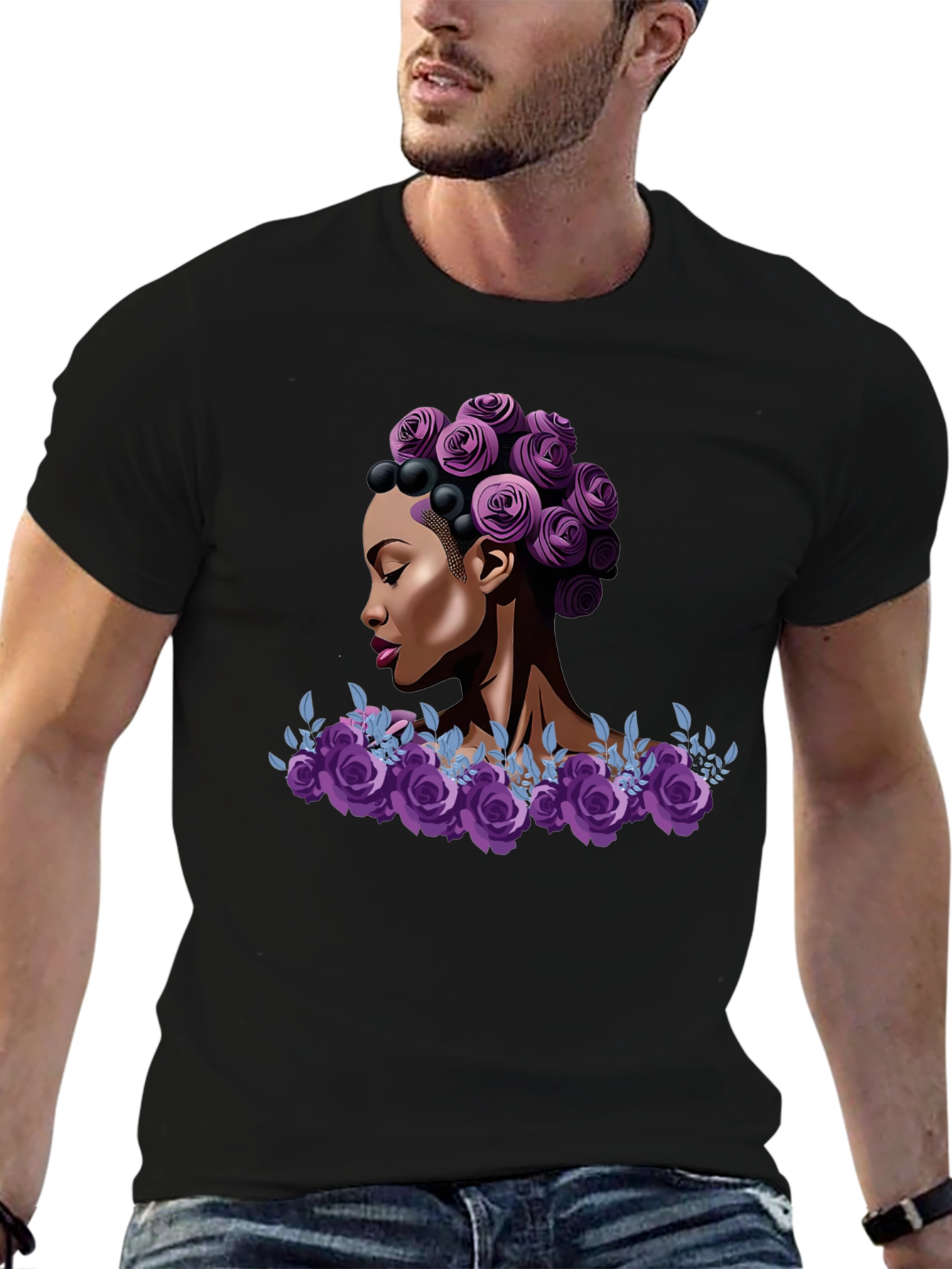 Floral Queen Graphic Tee - Stylish Black T-Shirt