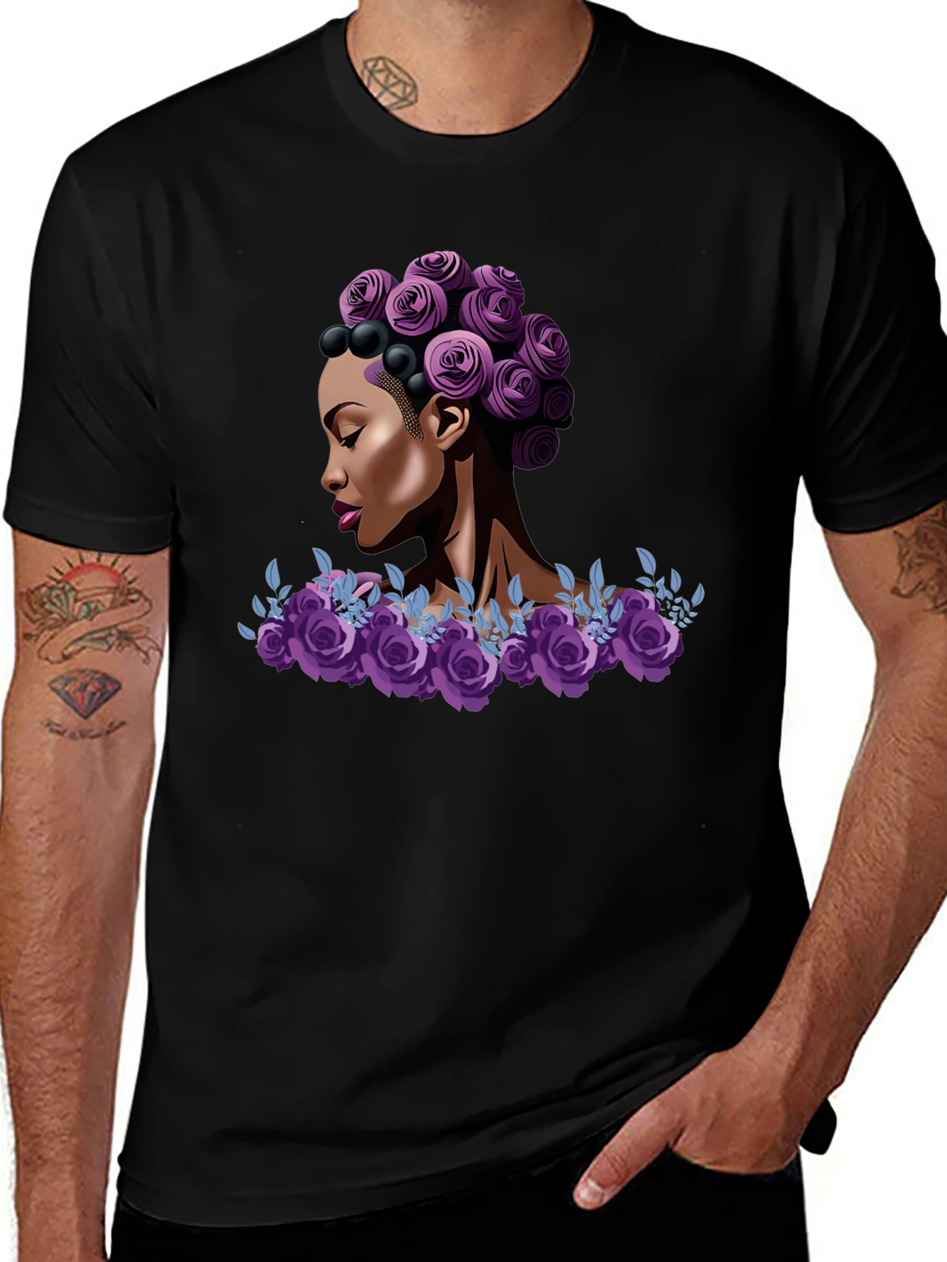 Floral Queen Graphic Tee - Stylish Black T-Shirt