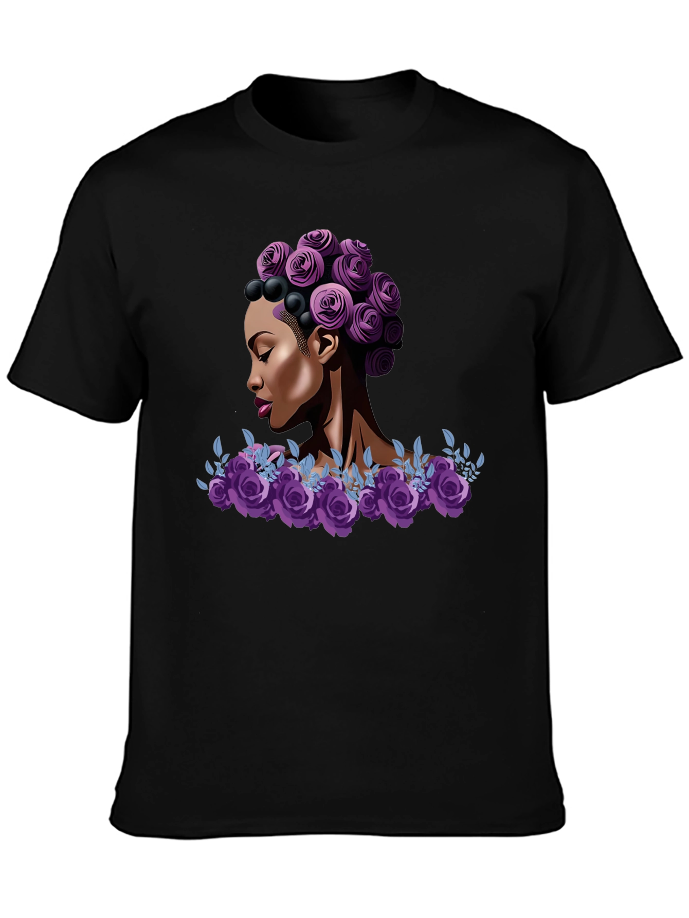 Floral Queen Graphic Tee - Stylish Black T-Shirt