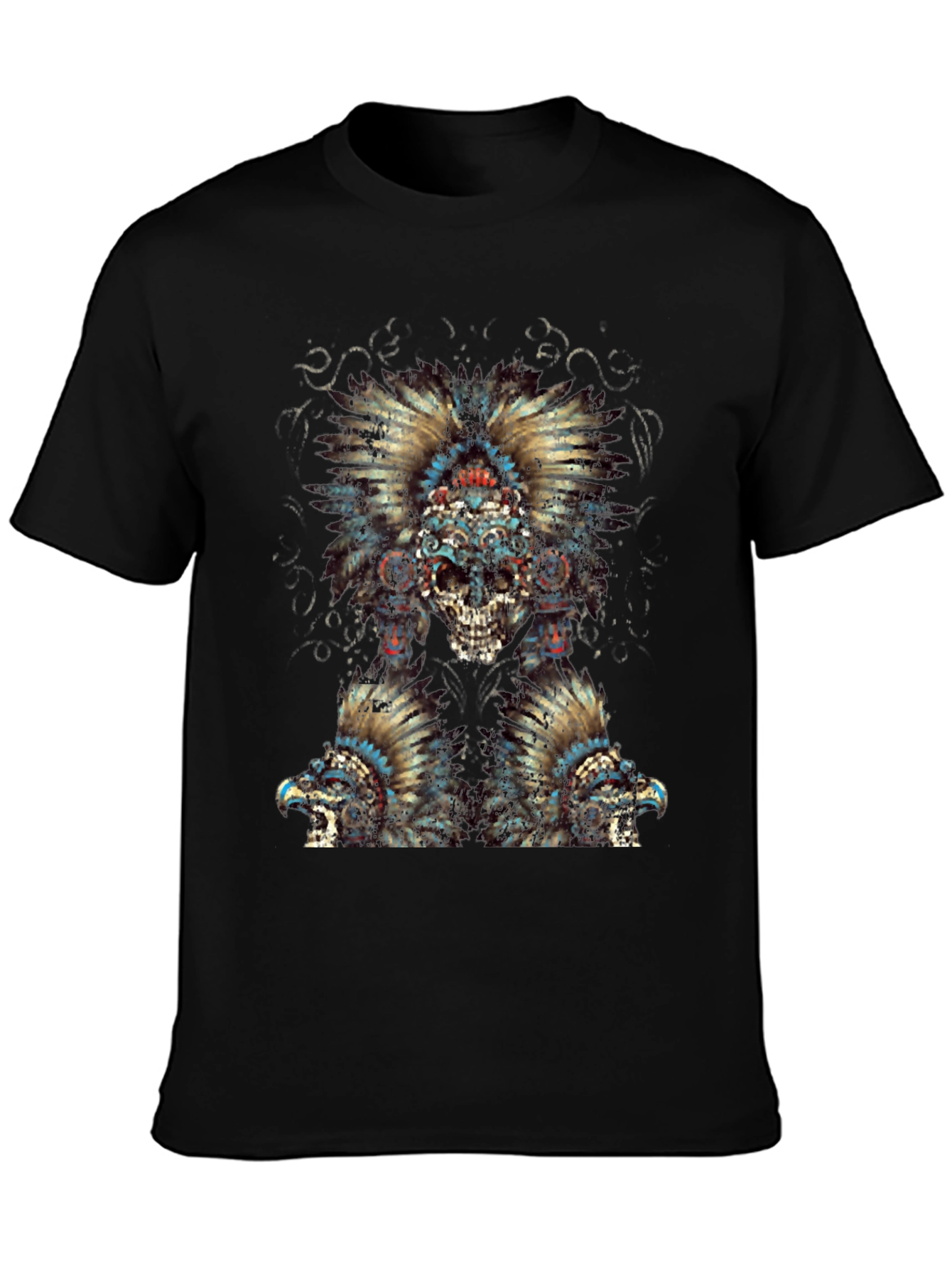 Skull Headdress Graphic Tee - Edgy Style
