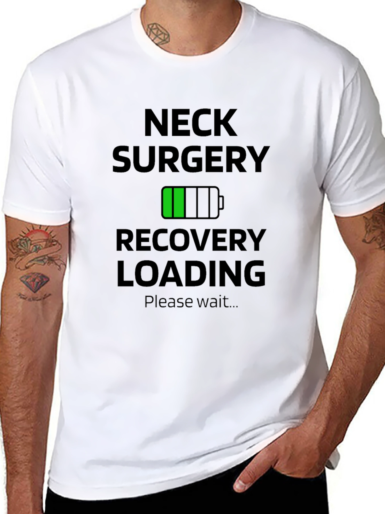 Neck Surgery Recovery Loading T-Shirt - Black