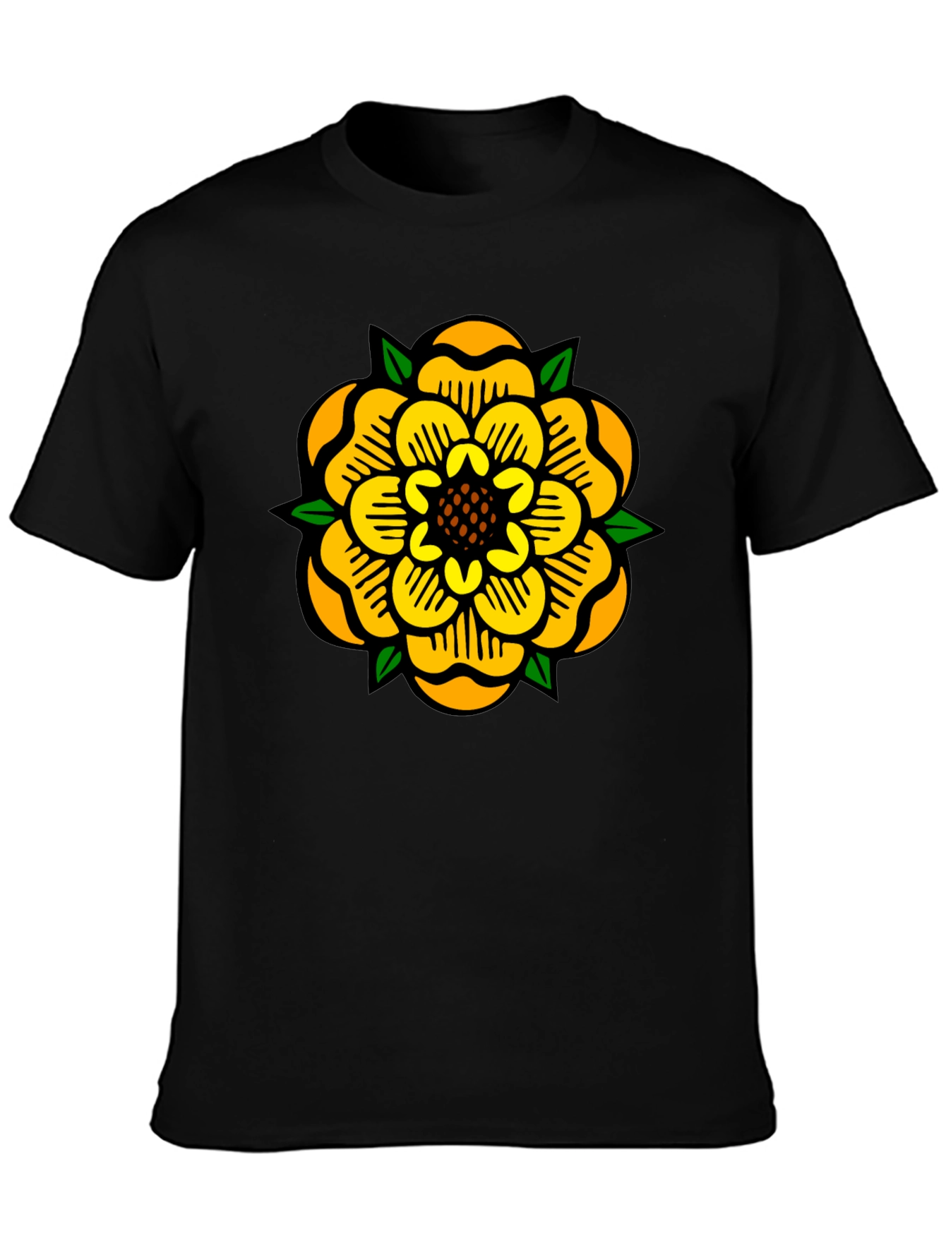 Yellow Rose Graphic Tee - Mens Black T-Shirt
