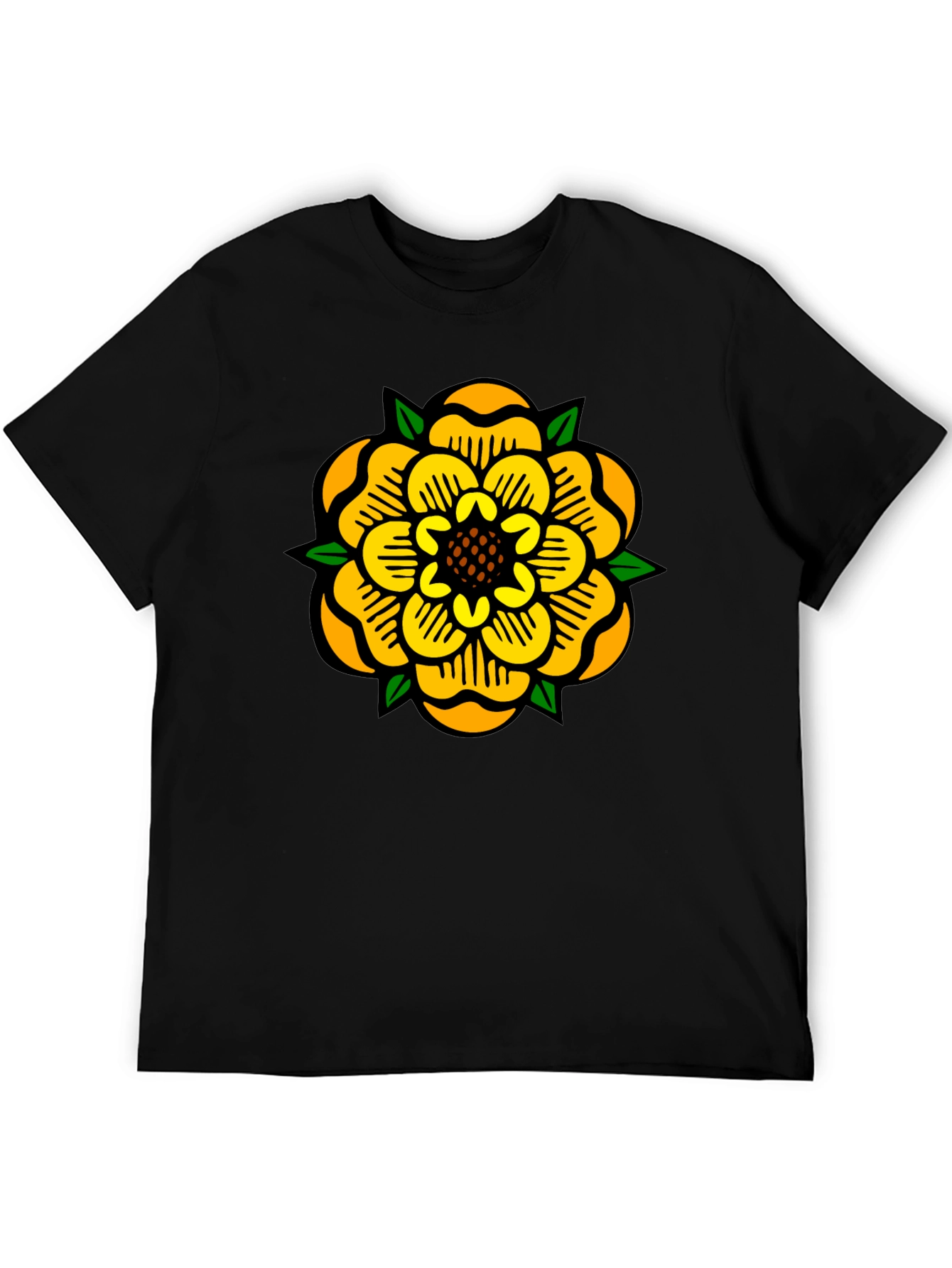 Yellow Rose Graphic Tee - Mens Black T-Shirt