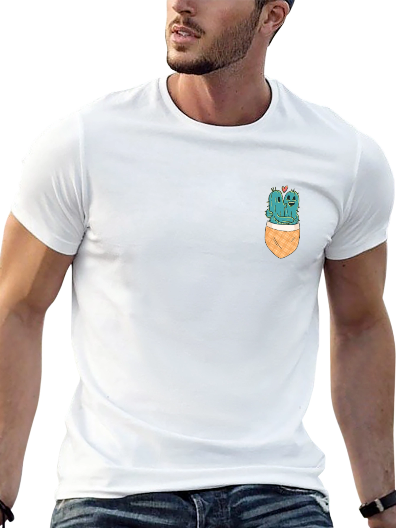 Cactus Couple in Pocket T-Shirt