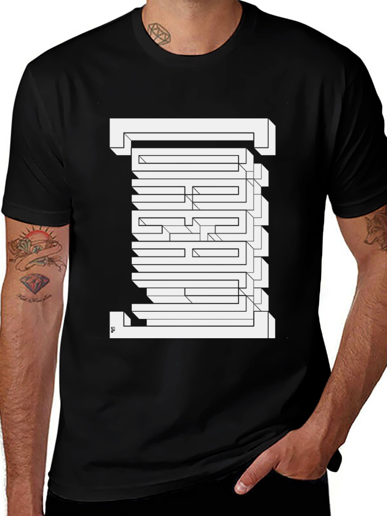 Optical Illusion Maze Graphic Tee - Modern Menswear