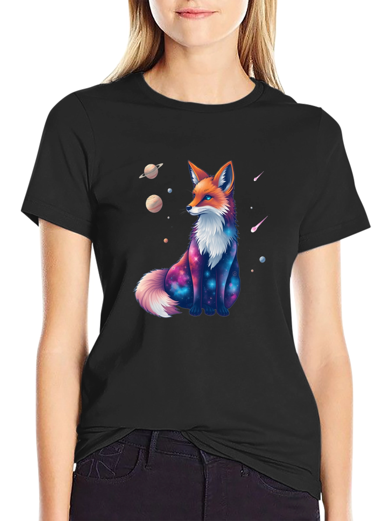 Cosmic Fox Black T-Shirt
