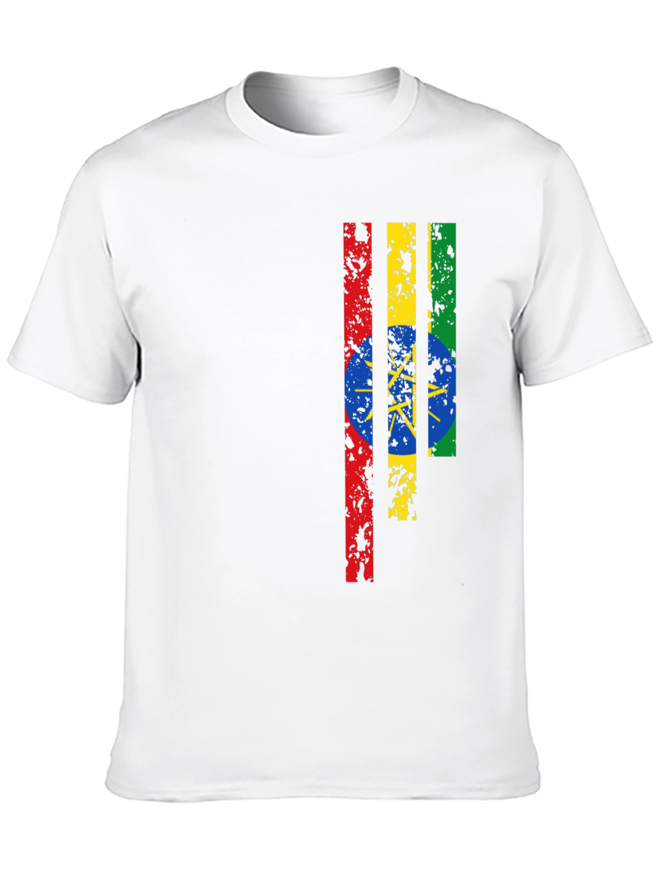 Ethiopian Flag Graphic Print Black T-Shirt