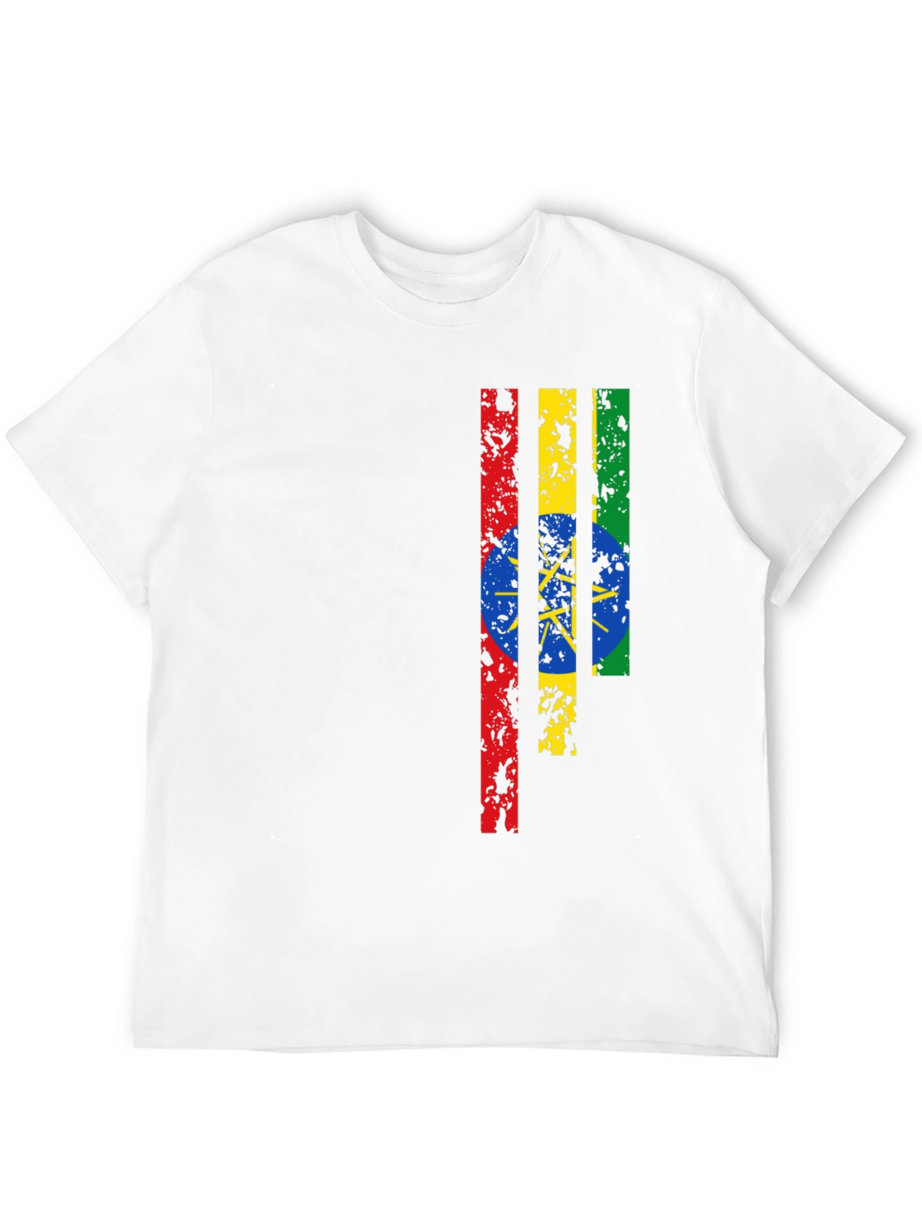 Ethiopian Flag Graphic Print Black T-Shirt