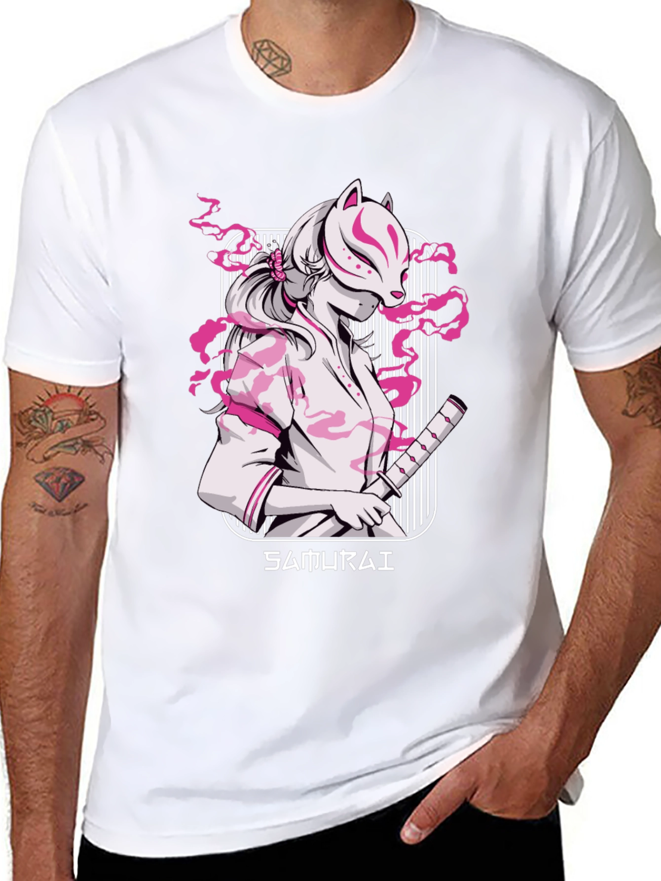 Samurai Masked Girl T-Shirt - Cool Anime Style