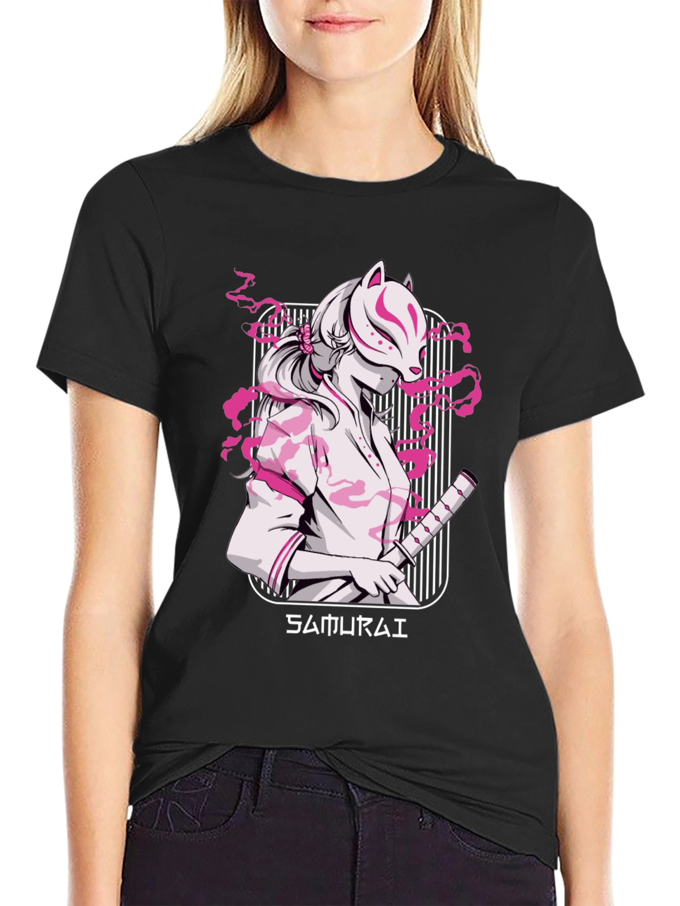 Samurai Masked Girl T-Shirt - Cool Anime Style