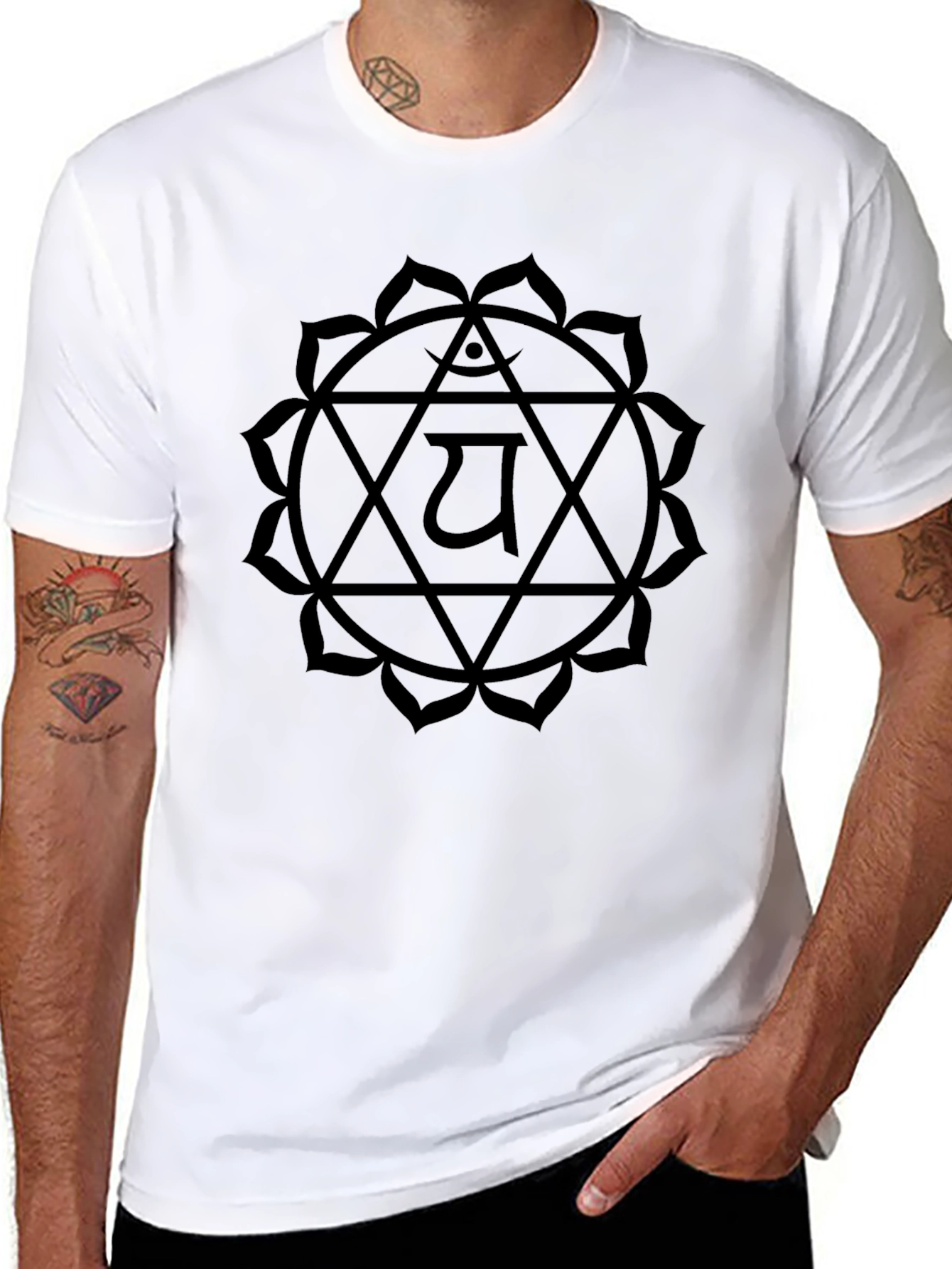 Black Chakra Graphic Tee - Mens Meditative Fashion