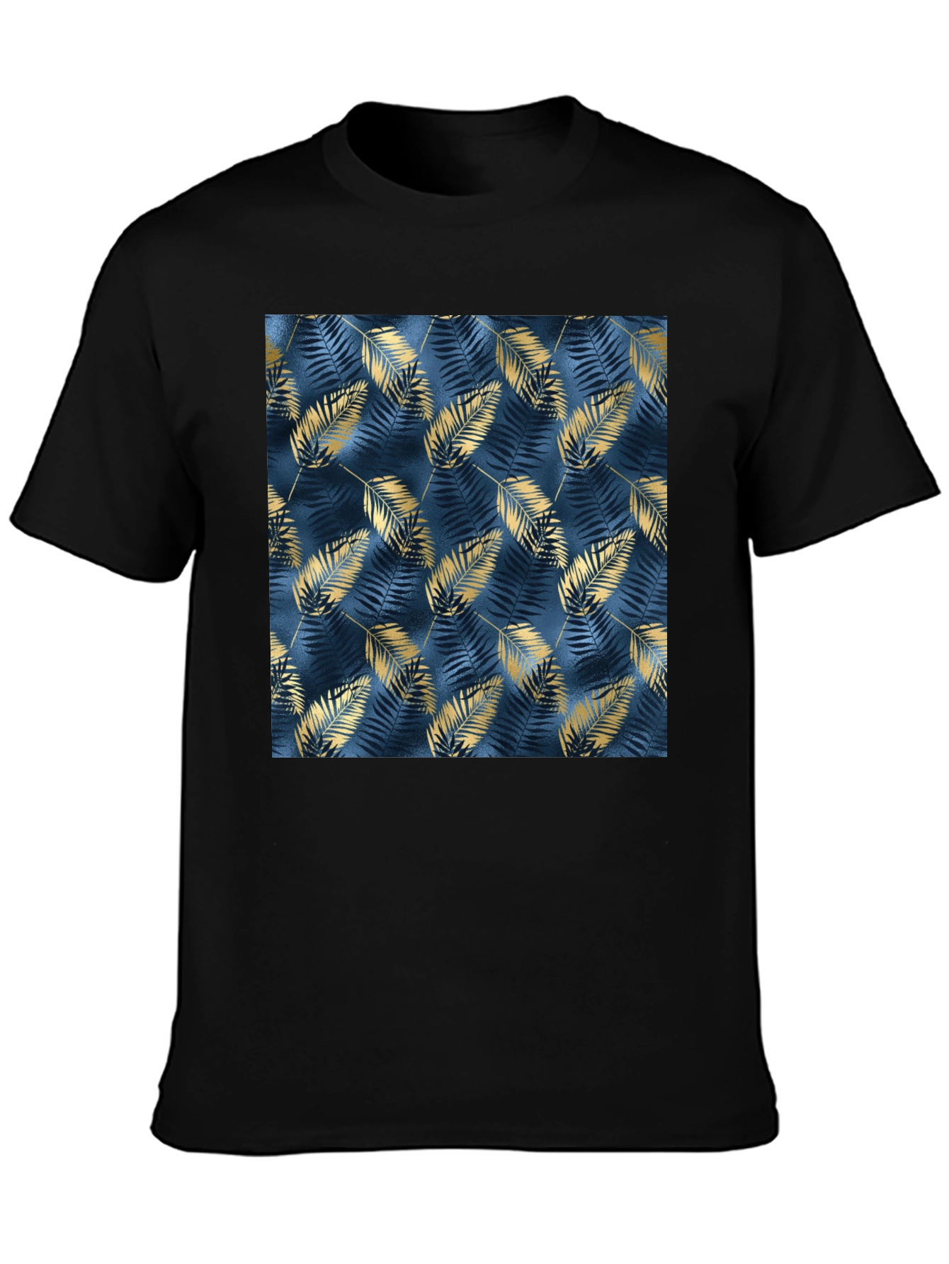 Stylish Black Tee with Leaf Pattern