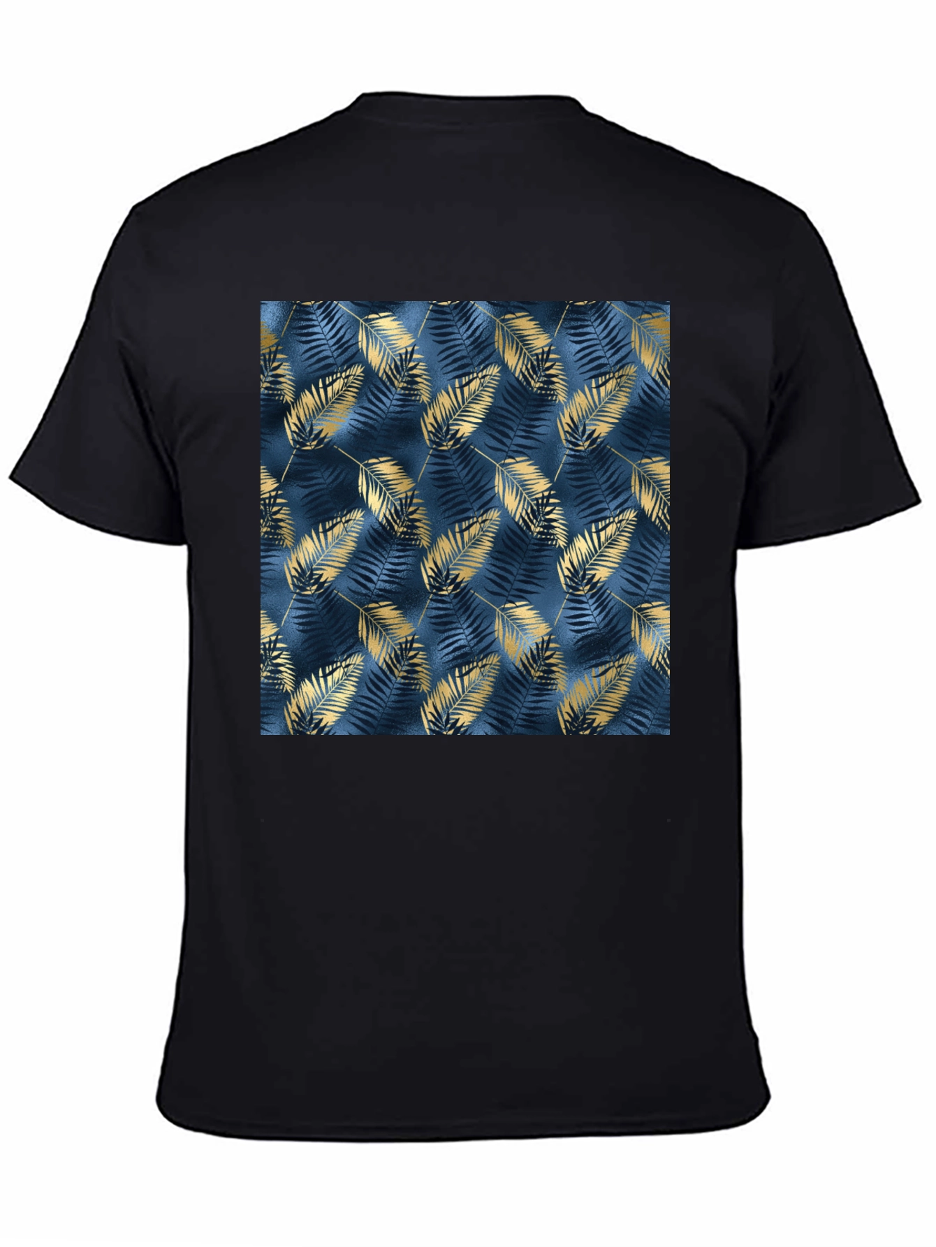 Stylish Black Tee with Leaf Pattern