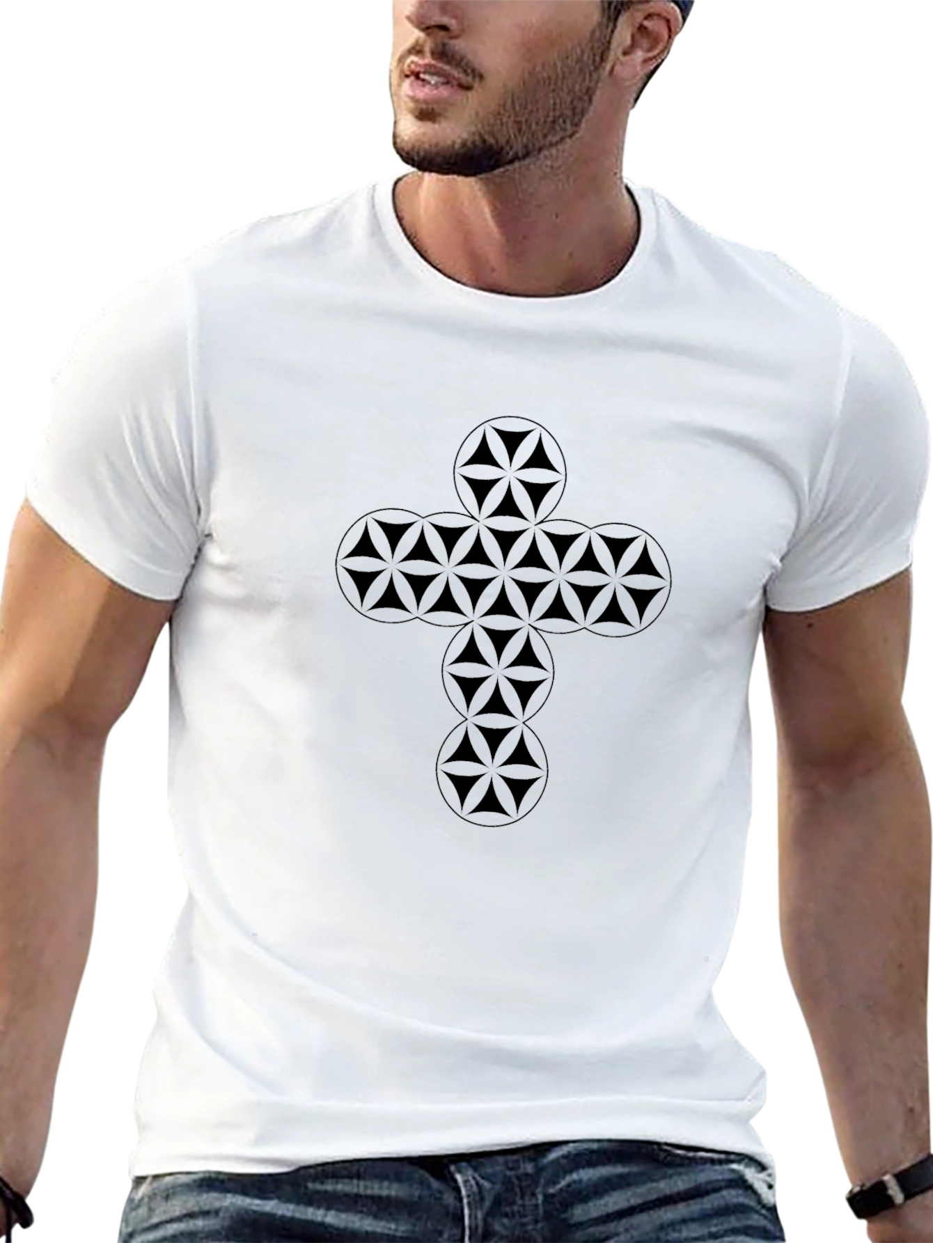Geometric Cross Black T-Shirt