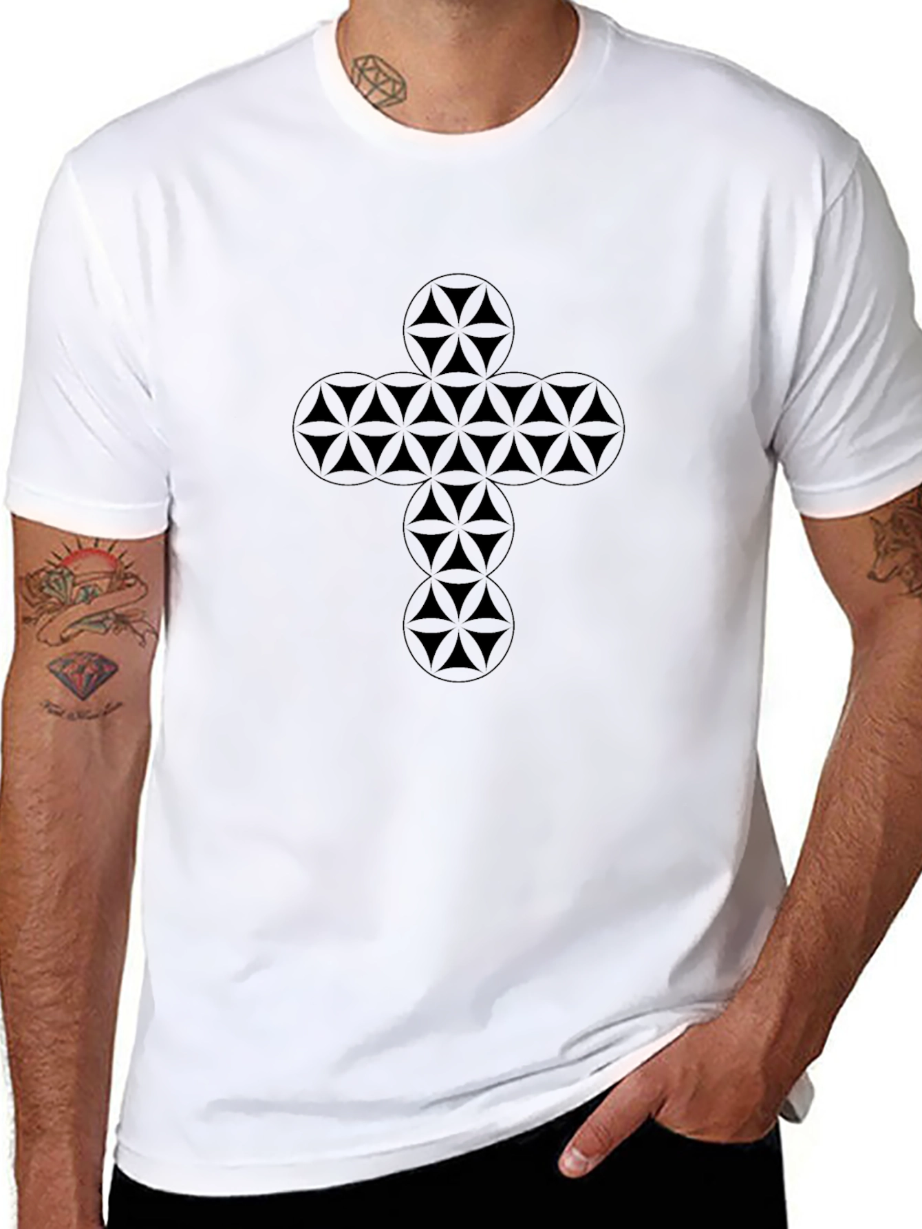 Geometric Cross Black T-Shirt