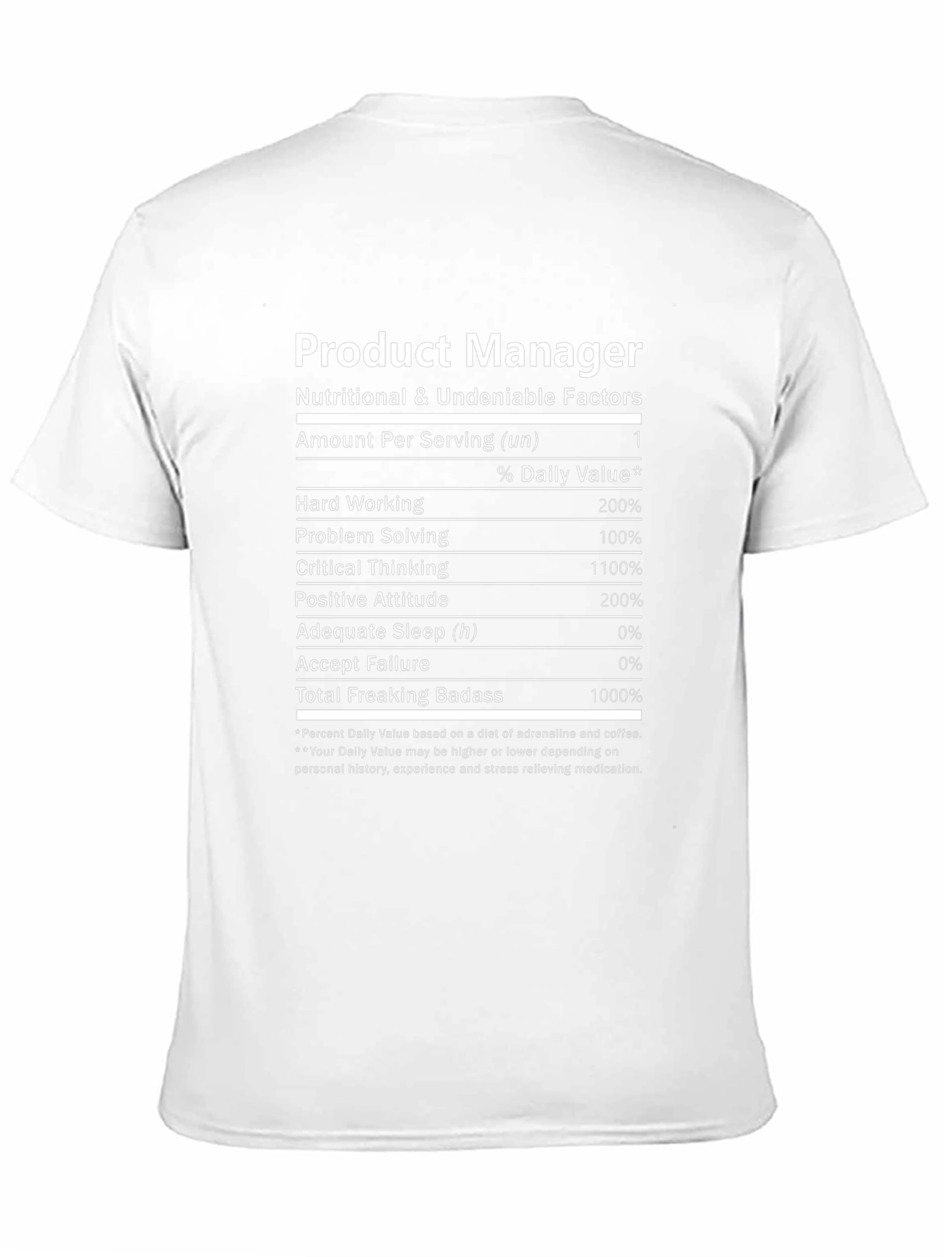 Product Manager Nutritional Facts T-Shirt