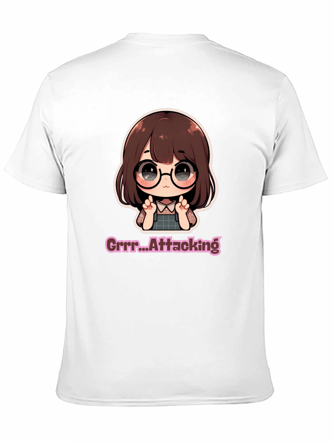 Cute Chibi Girl Grrr...Attacking Black T-Shirt