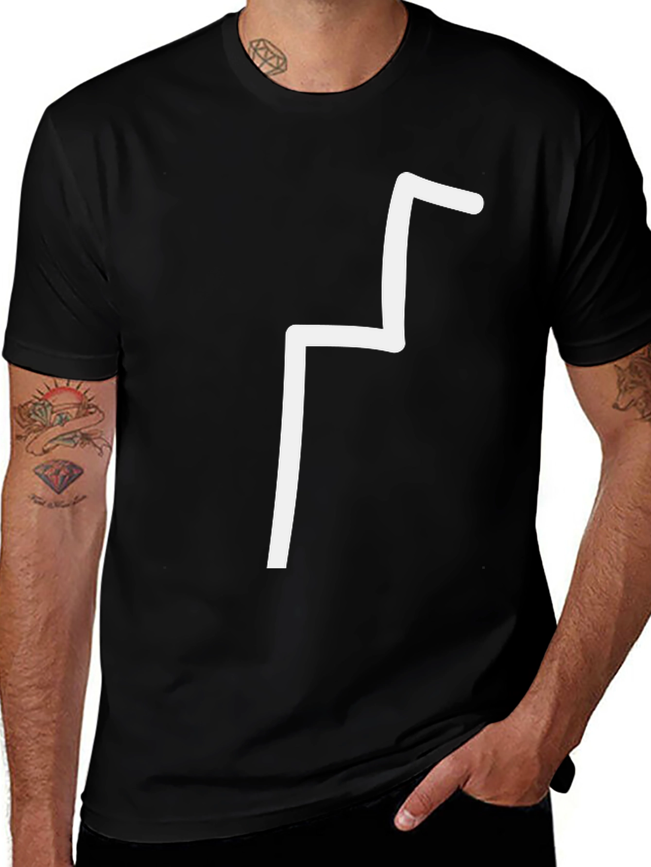 Minimalist Line Art Black T-Shirt