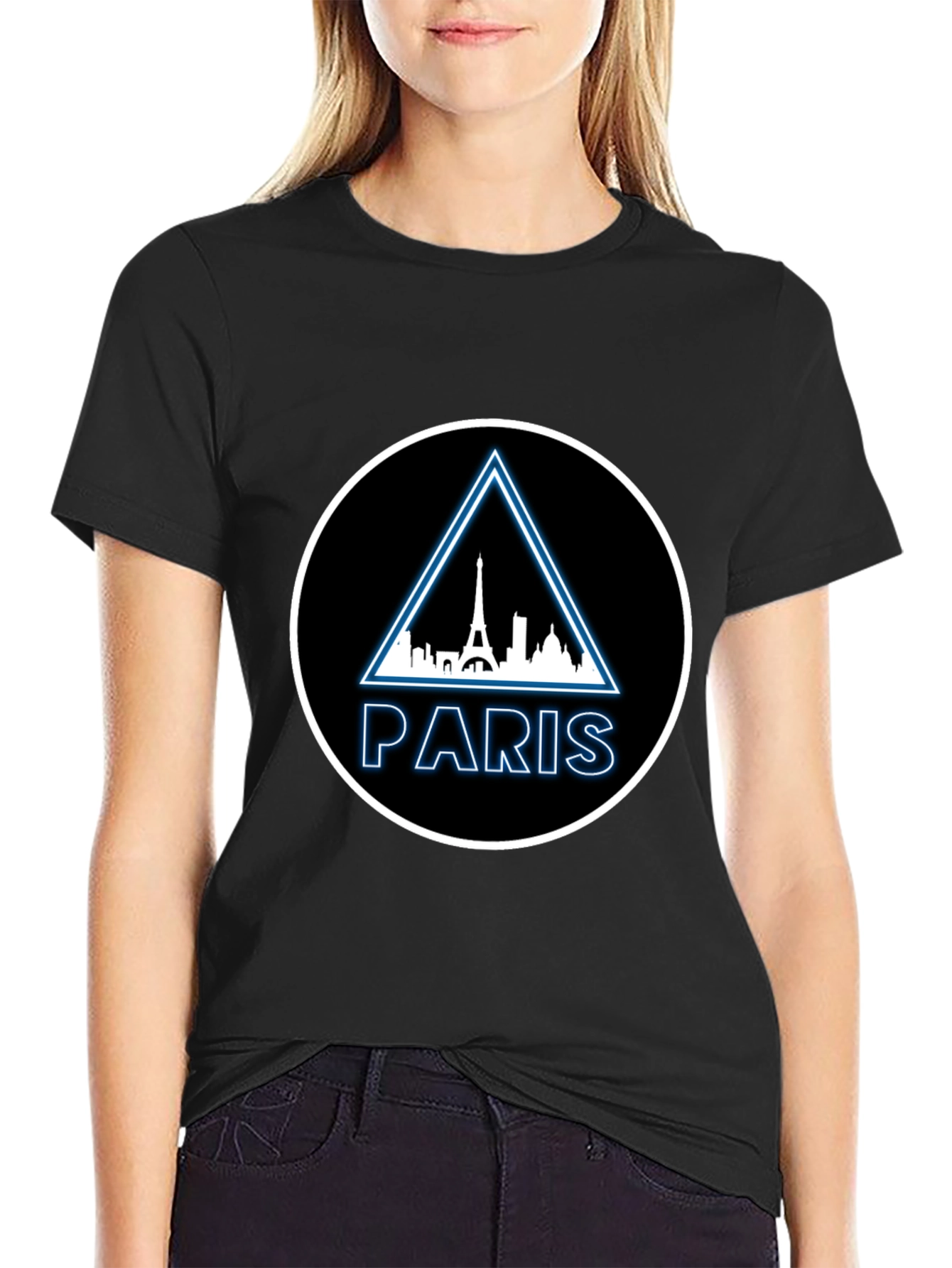 Paris Skyline Graphic Tee - Modern Black T-Shirt