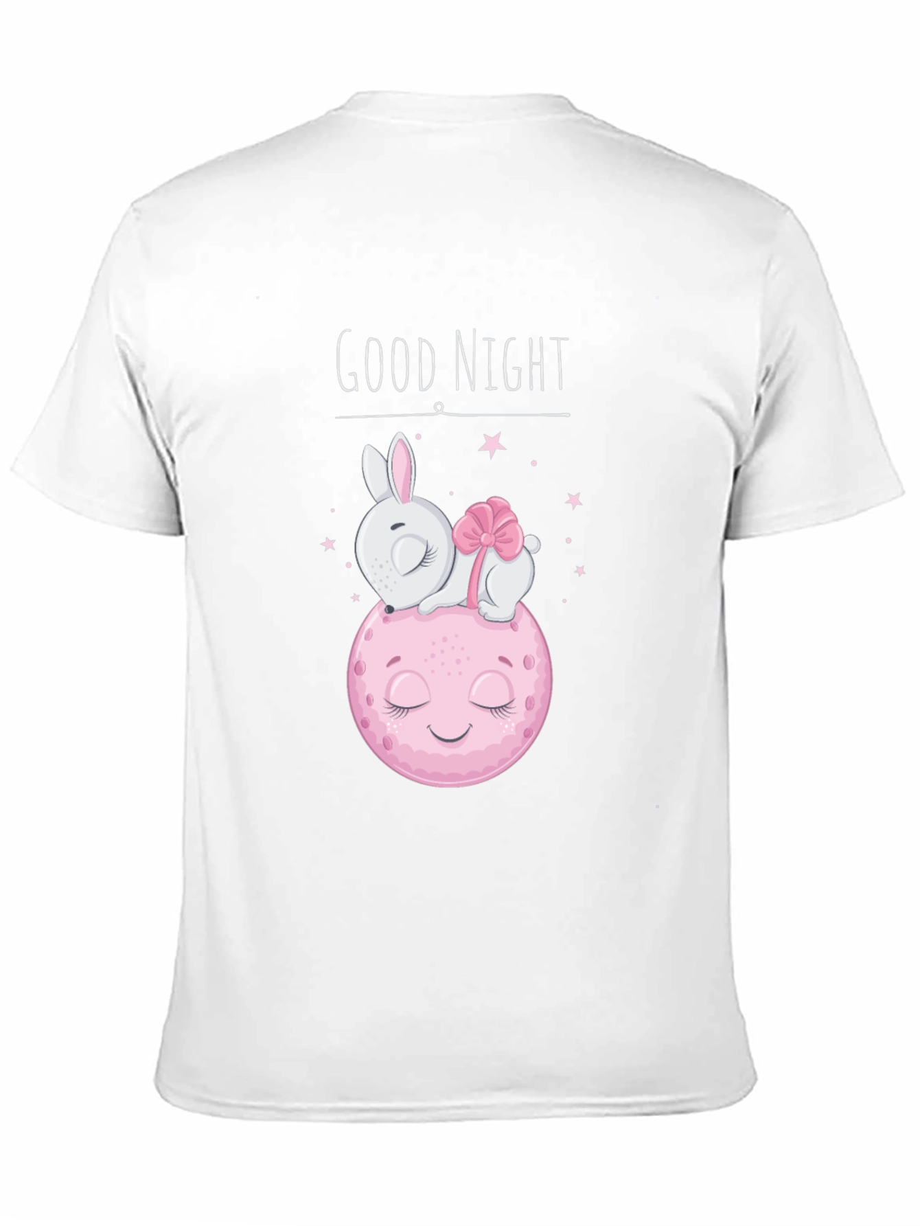 Cute Good Night Bunny & Moon Black T-Shirt