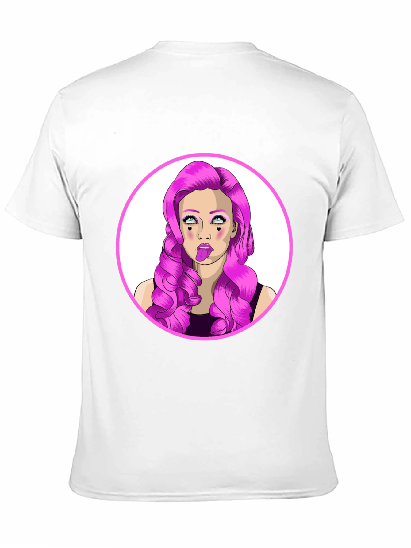 Funky Cartoon Woman Graphic Black T-Shirt