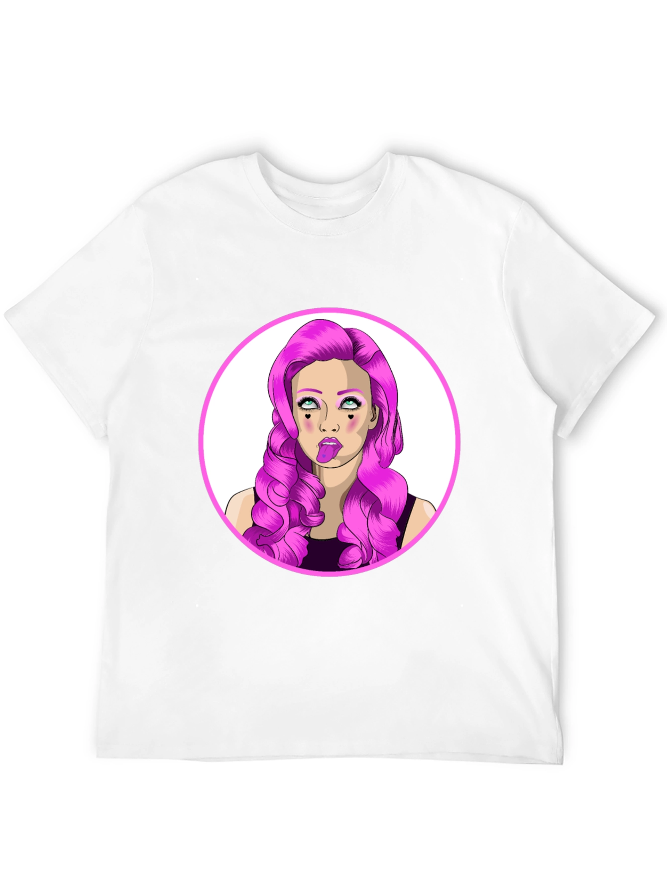 Funky Cartoon Woman Graphic Black T-Shirt