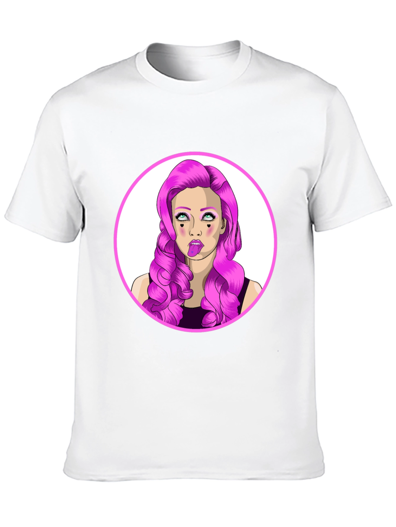 Funky Cartoon Woman Graphic Black T-Shirt