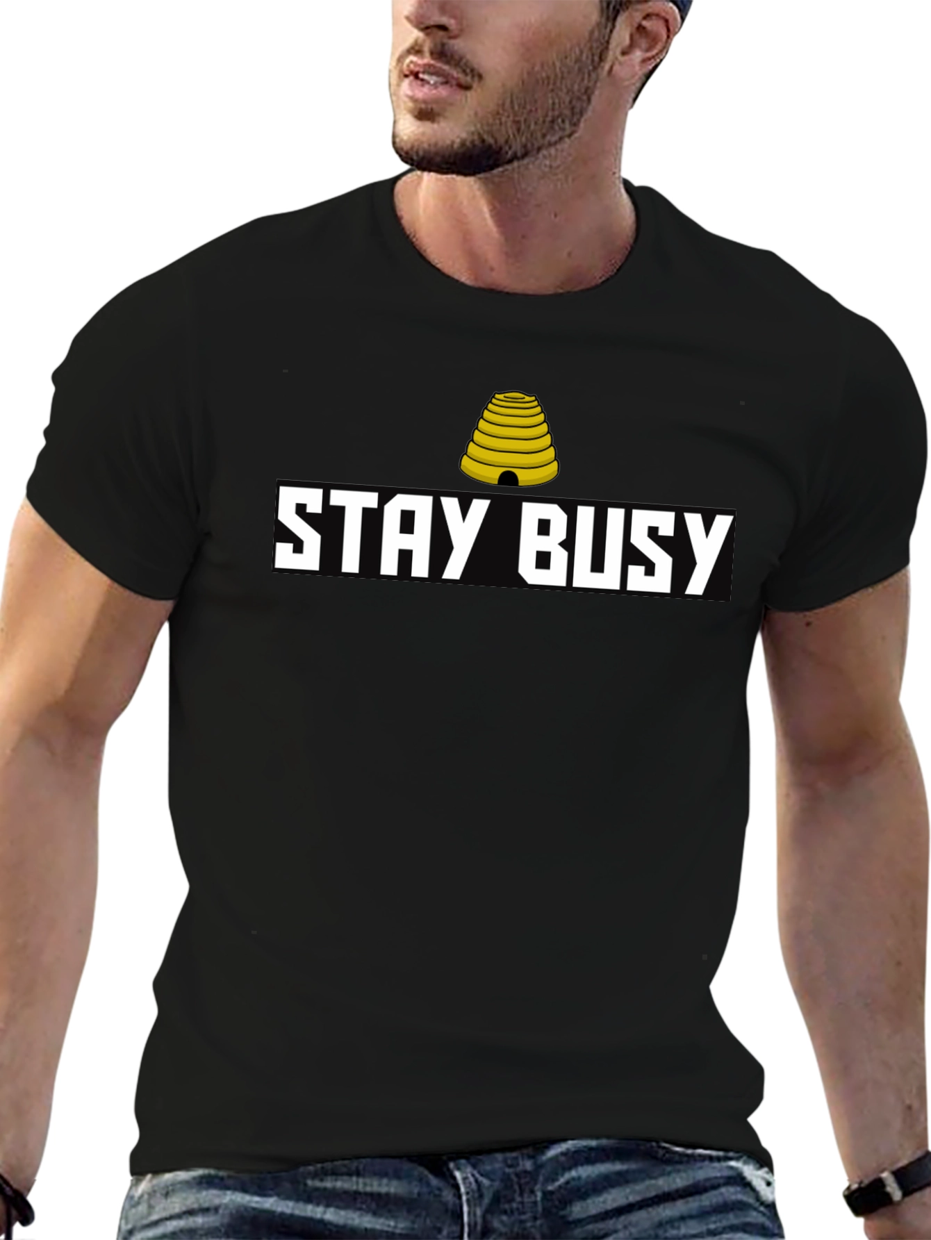 Stay Busy Graphic Tee - Black Casual Shirt