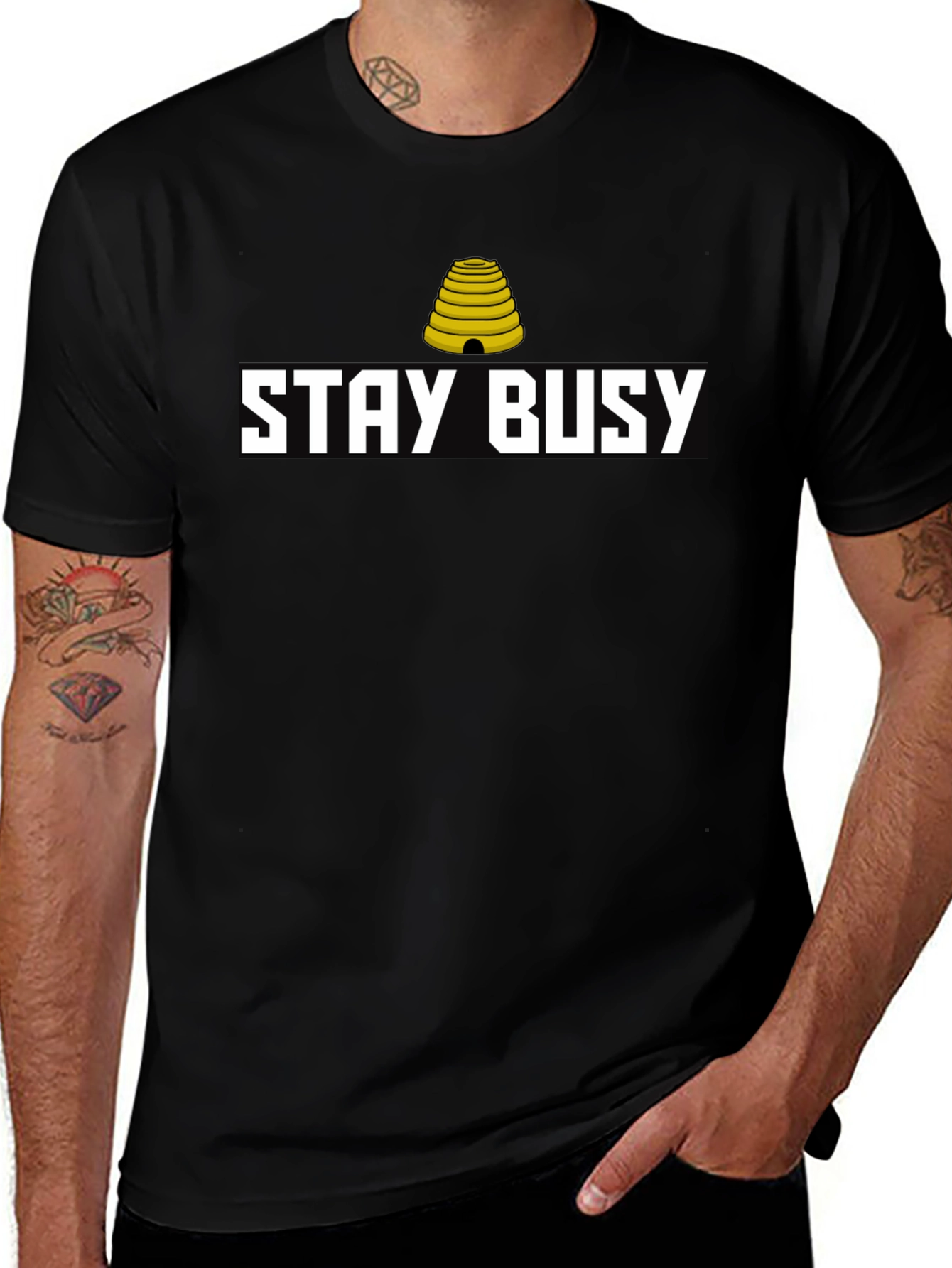 Stay Busy Graphic Tee - Black Casual Shirt