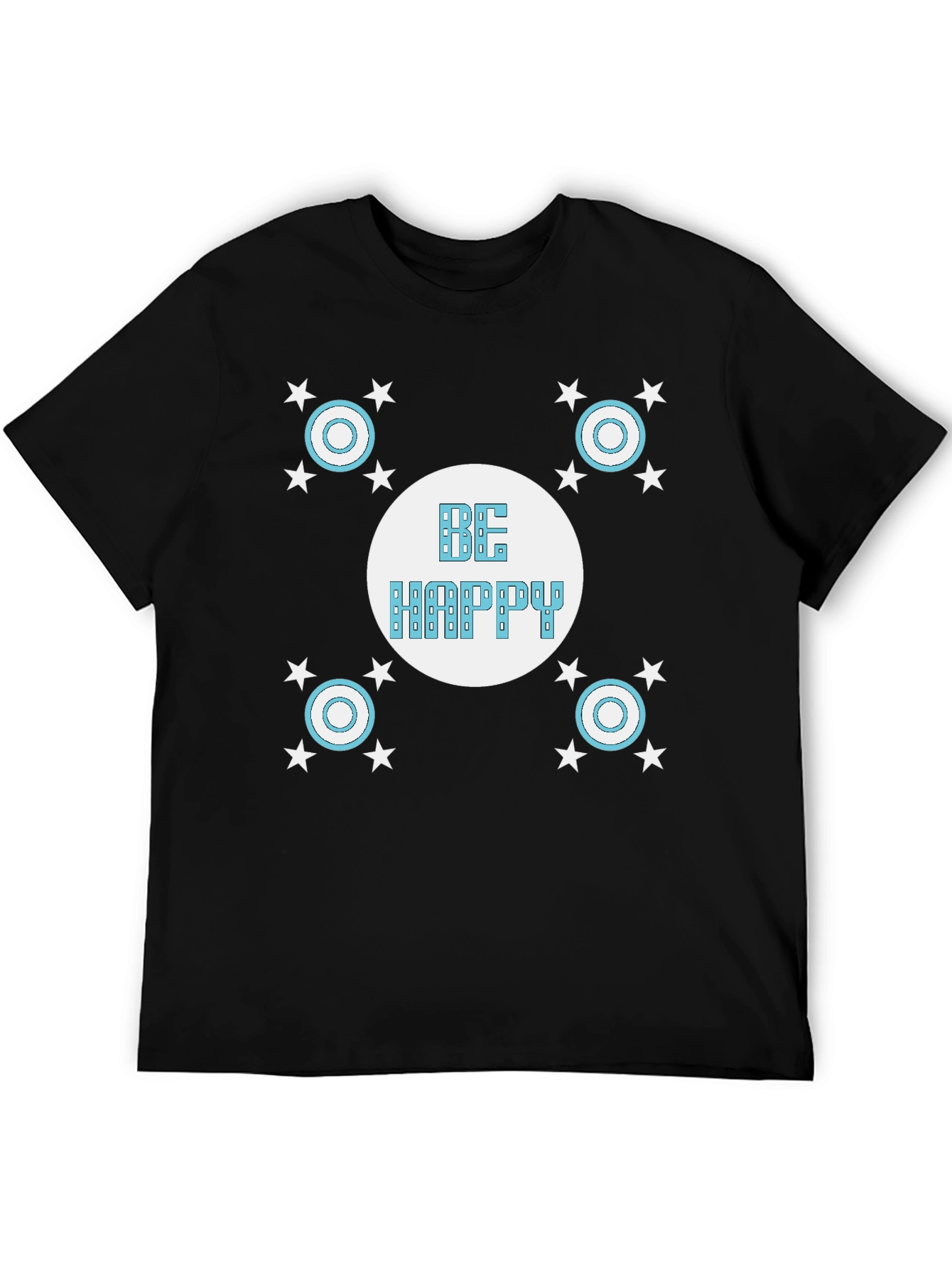 Be Happy Black Graphic T-Shirt