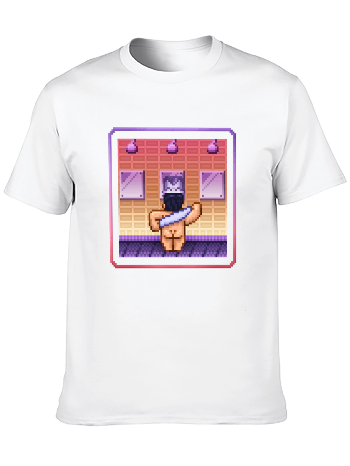 Pixel Art Shower Black T-Shirt