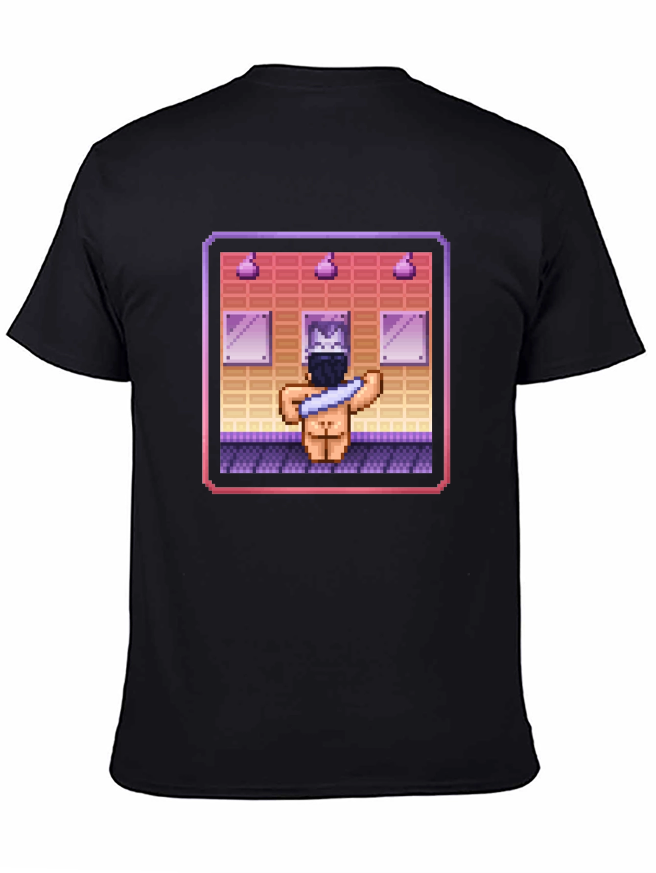 Pixel Art Shower Black T-Shirt