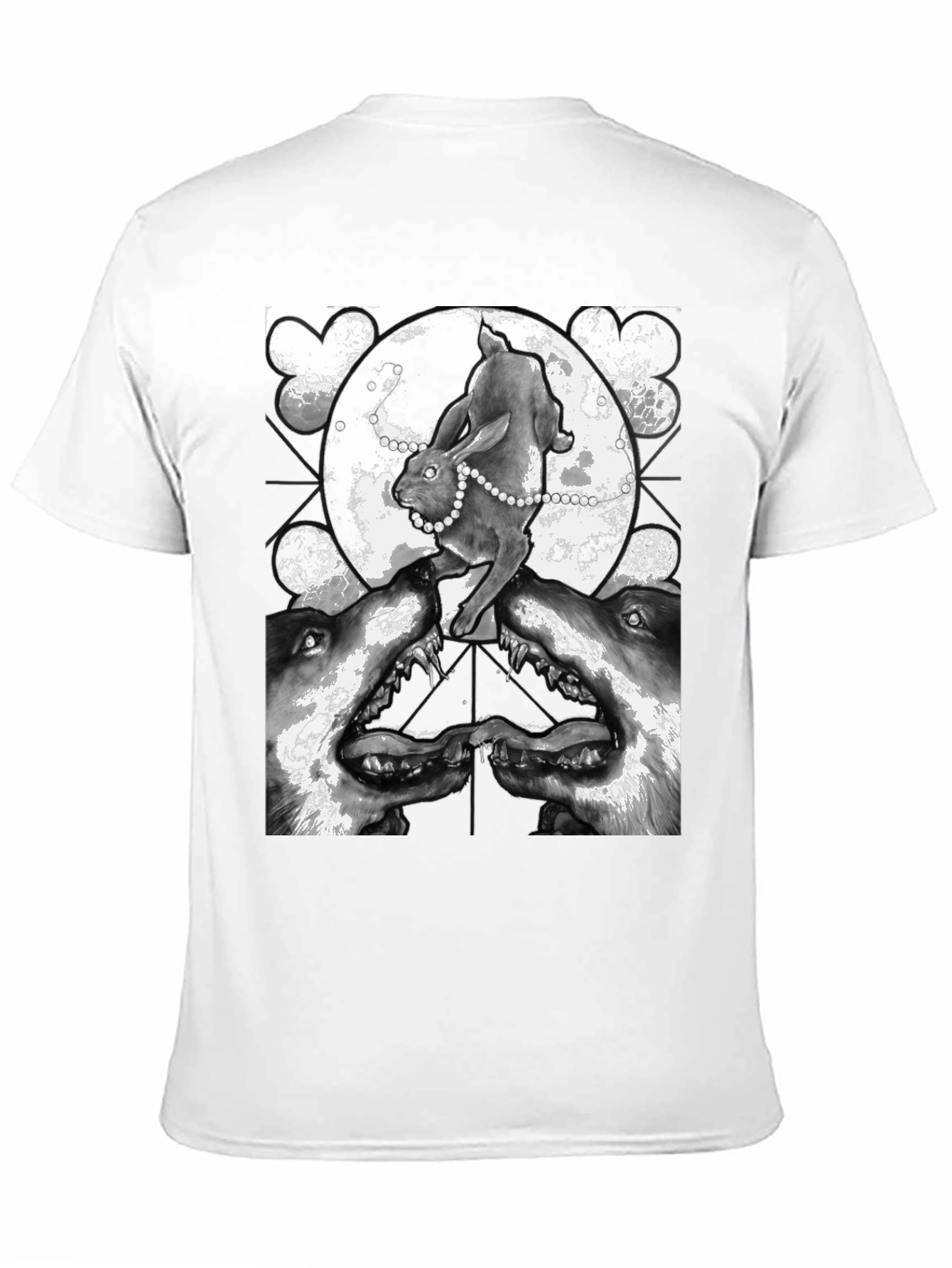 Rabbit Wolf and Moon Graphic T-Shirt