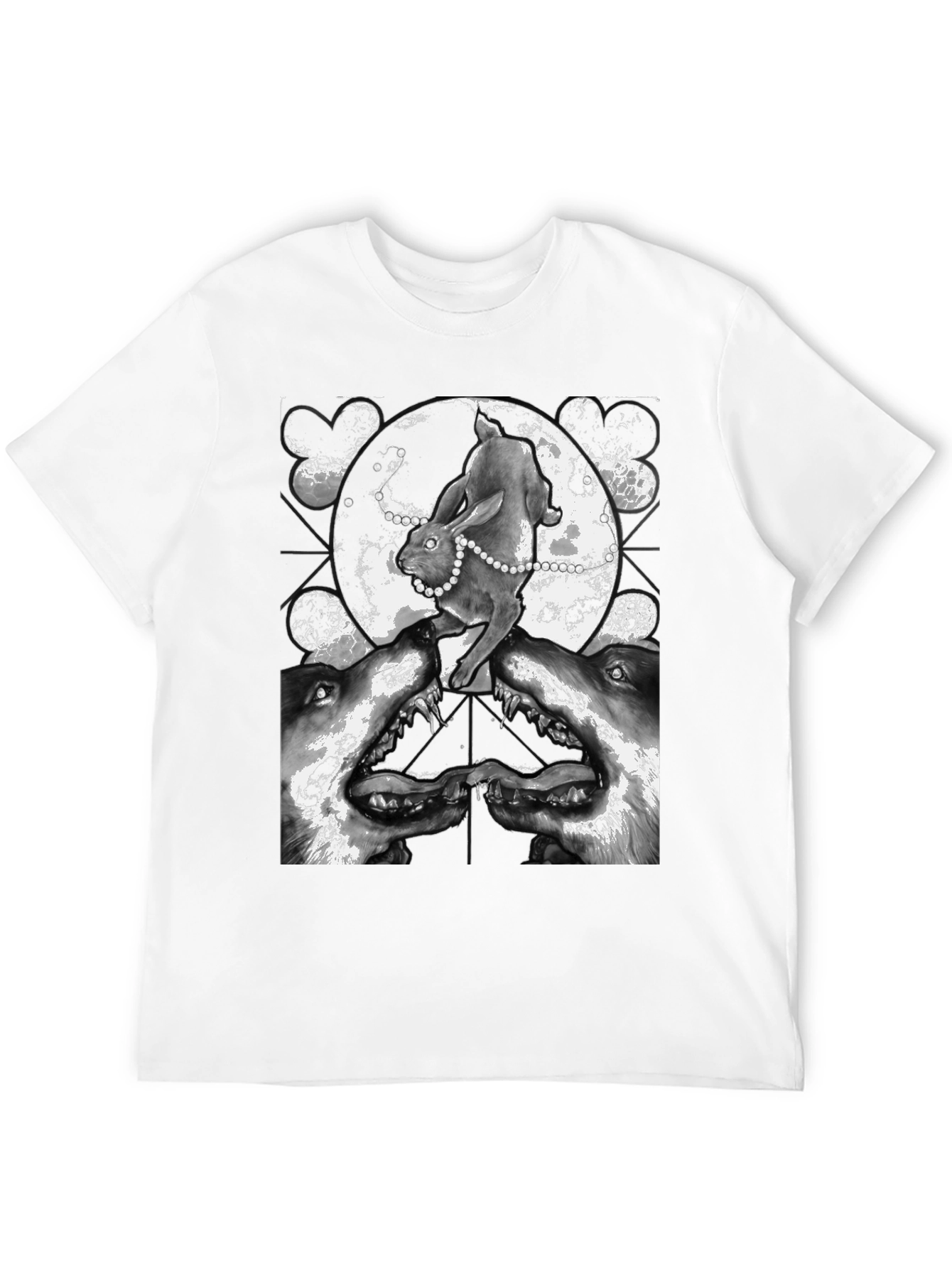 Rabbit Wolf and Moon Graphic T-Shirt