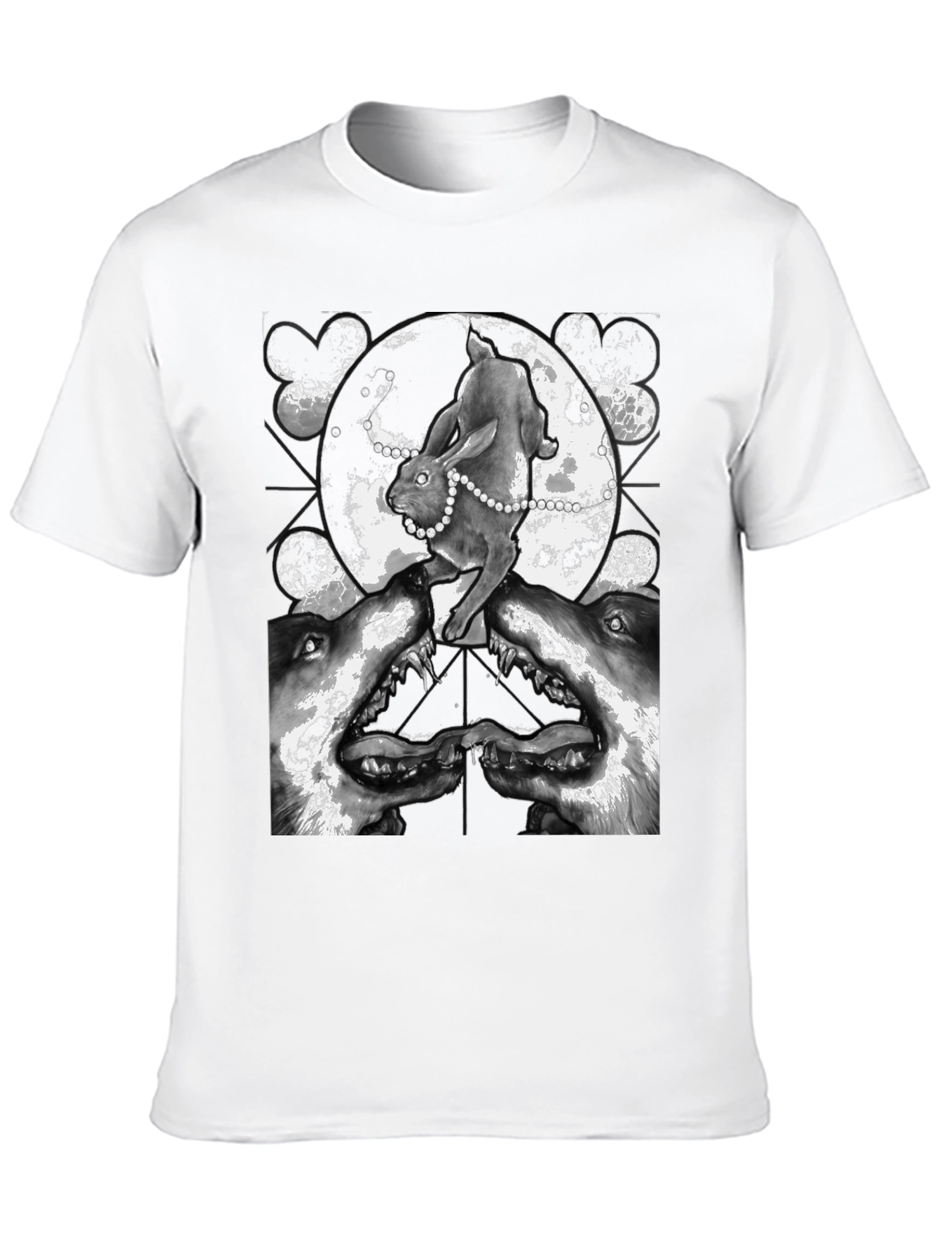 Rabbit Wolf and Moon Graphic T-Shirt