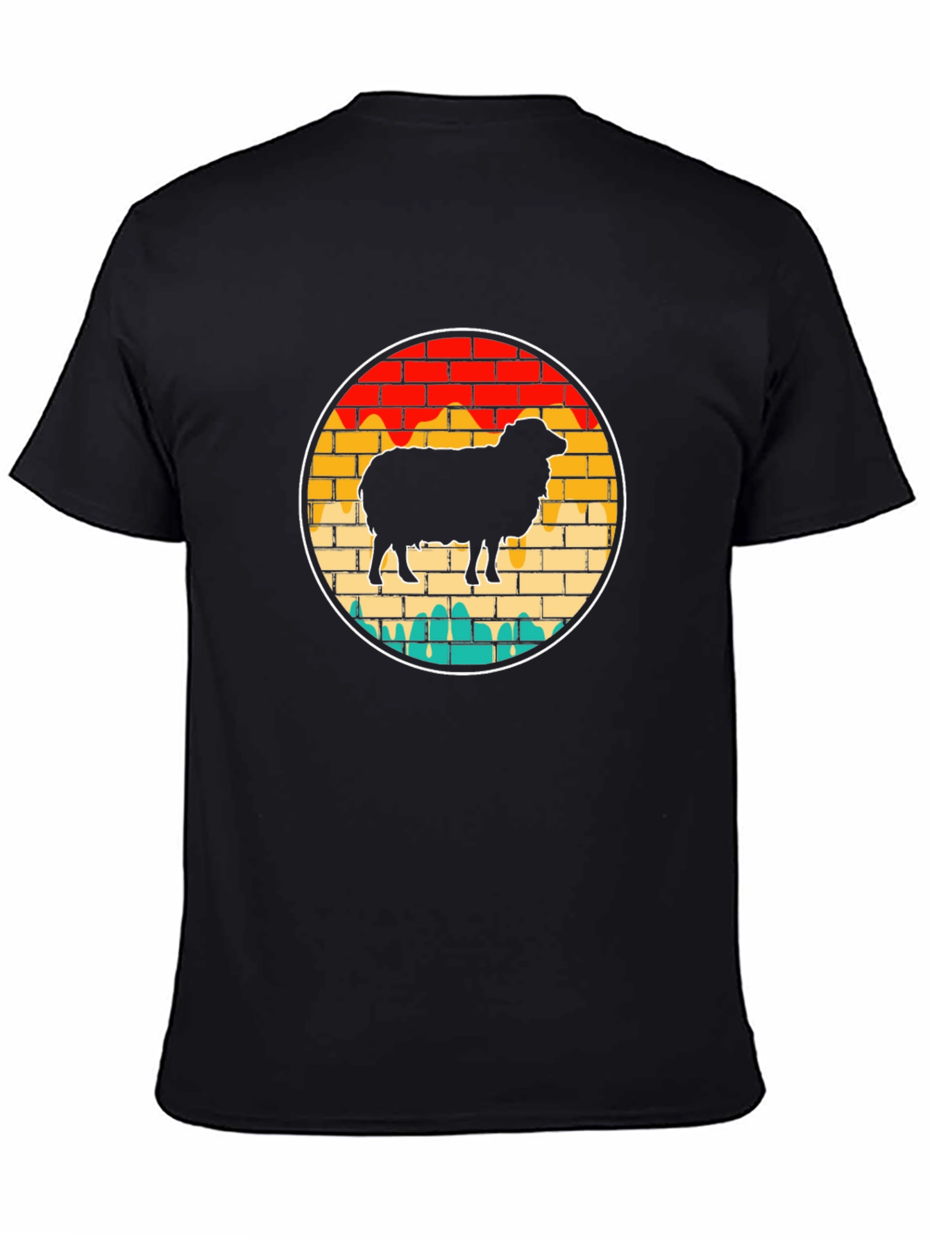 Retro Sheep Graphic Tee - Brick Wall Design