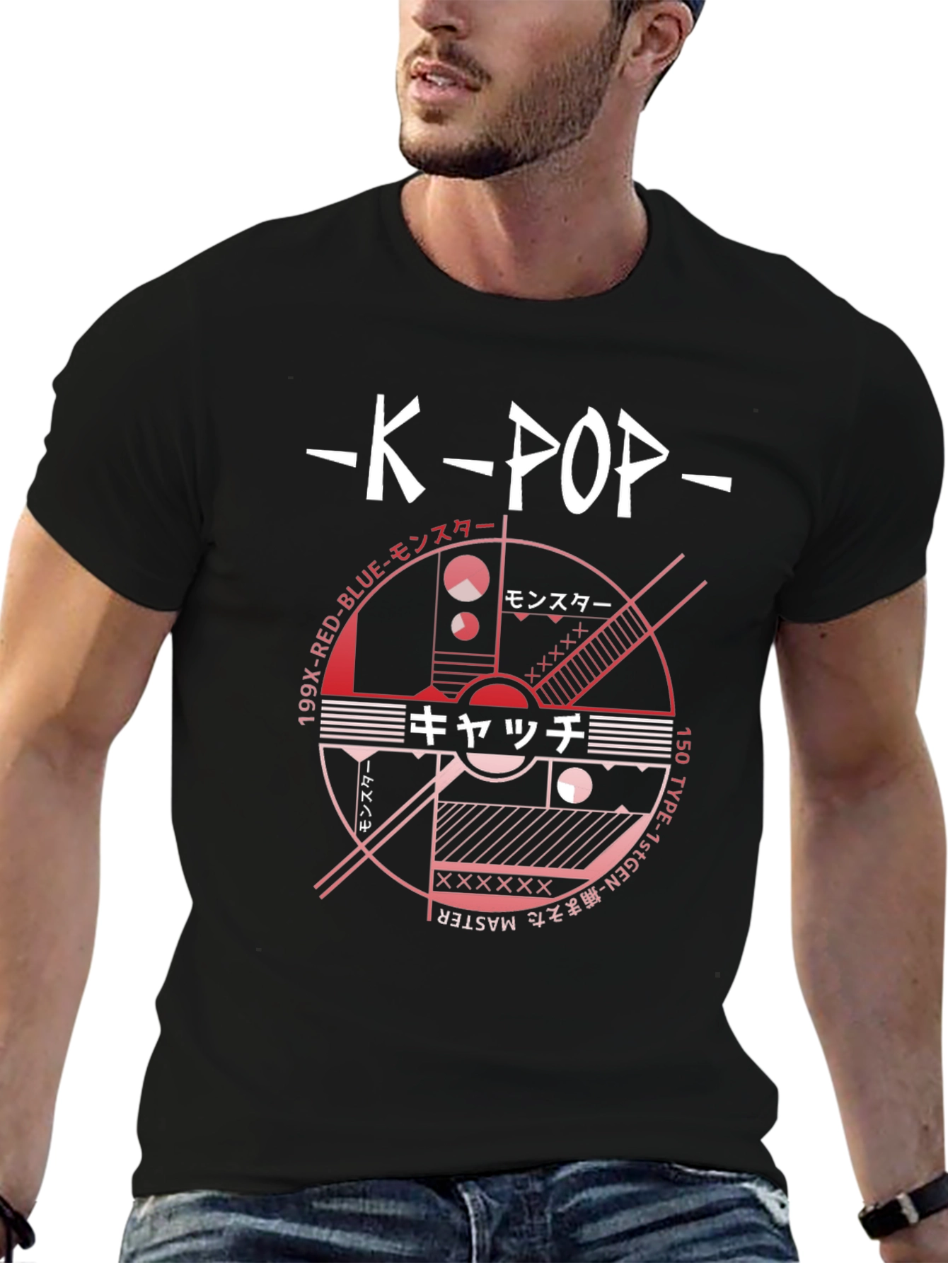 K-Pop Graphic Tee - Japanese Text Design