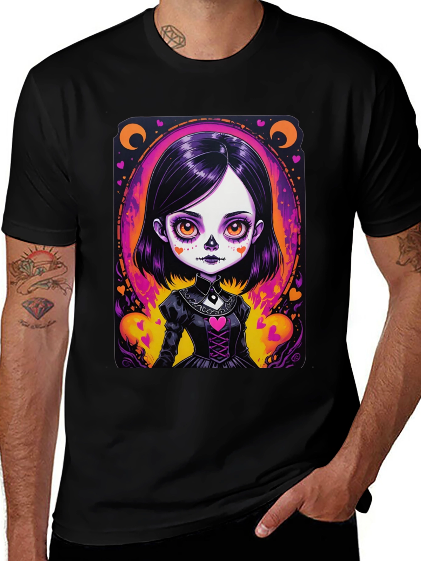 Gothic Girl T-Shirt - Day of the Dead Style