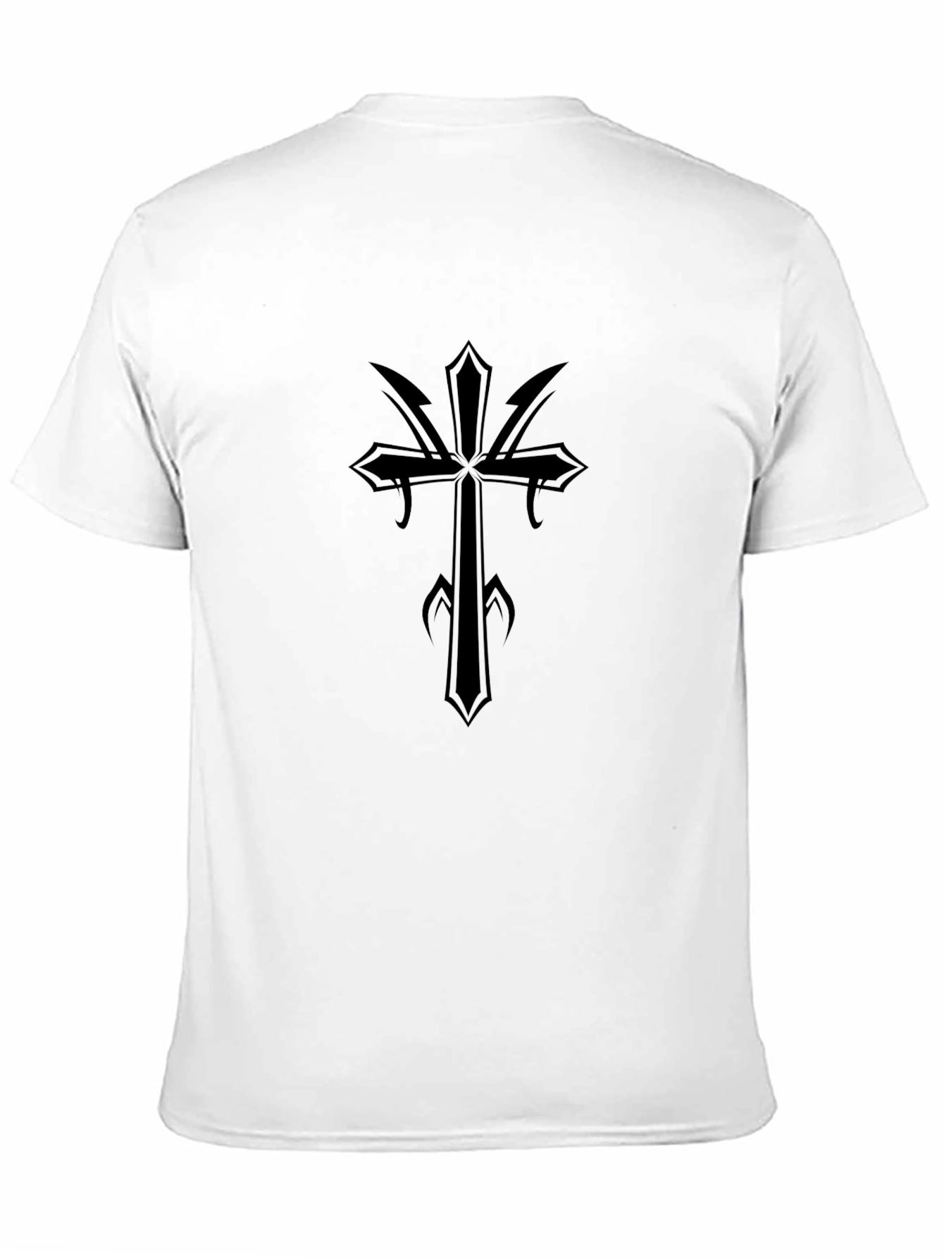 Gothic Cross Graphic Black T-Shirt - Edgy Casual Style