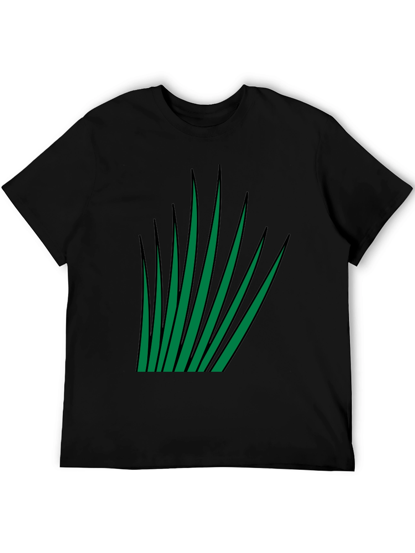 Green Blades Graphic Black T-Shirt