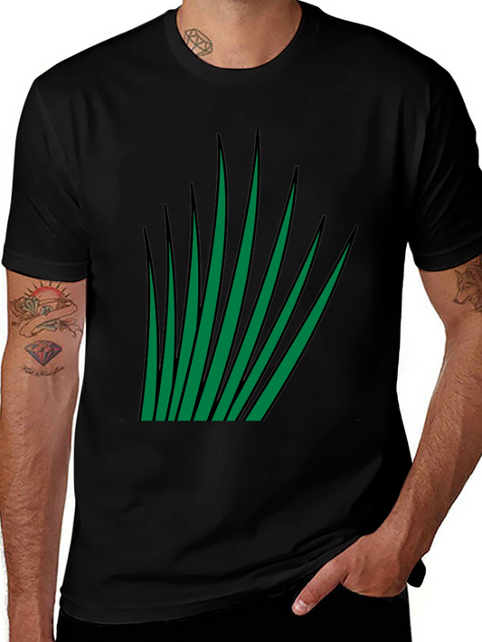 Green Blades Graphic Black T-Shirt