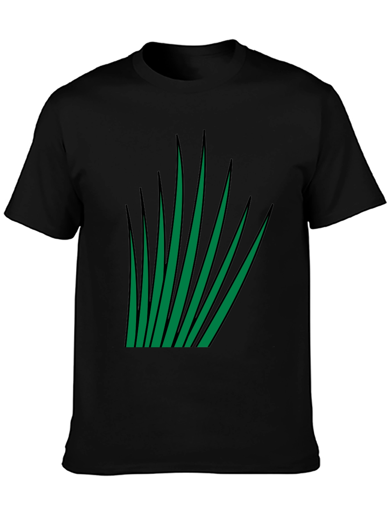 Green Blades Graphic Black T-Shirt
