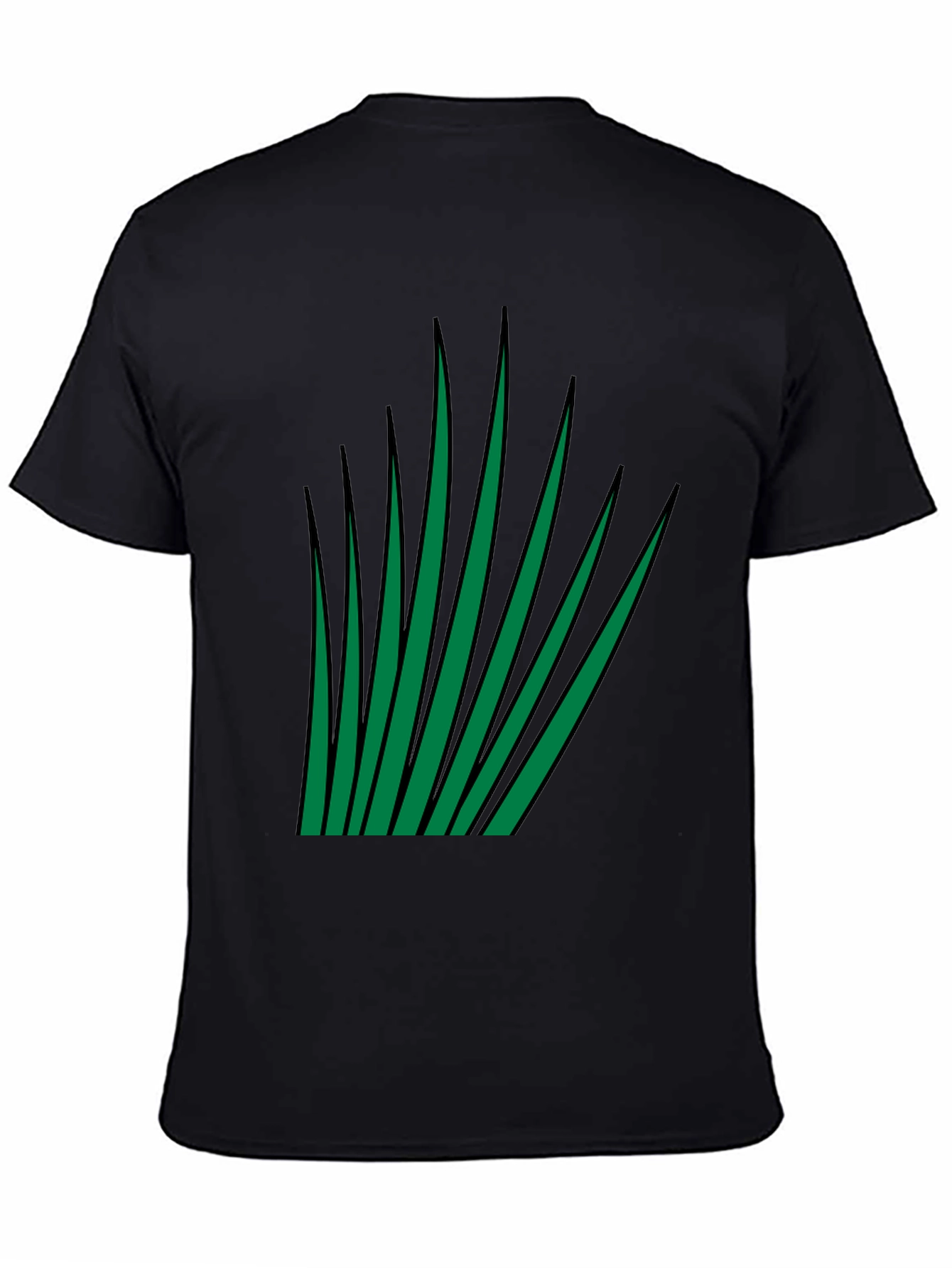 Green Blades Graphic Black T-Shirt