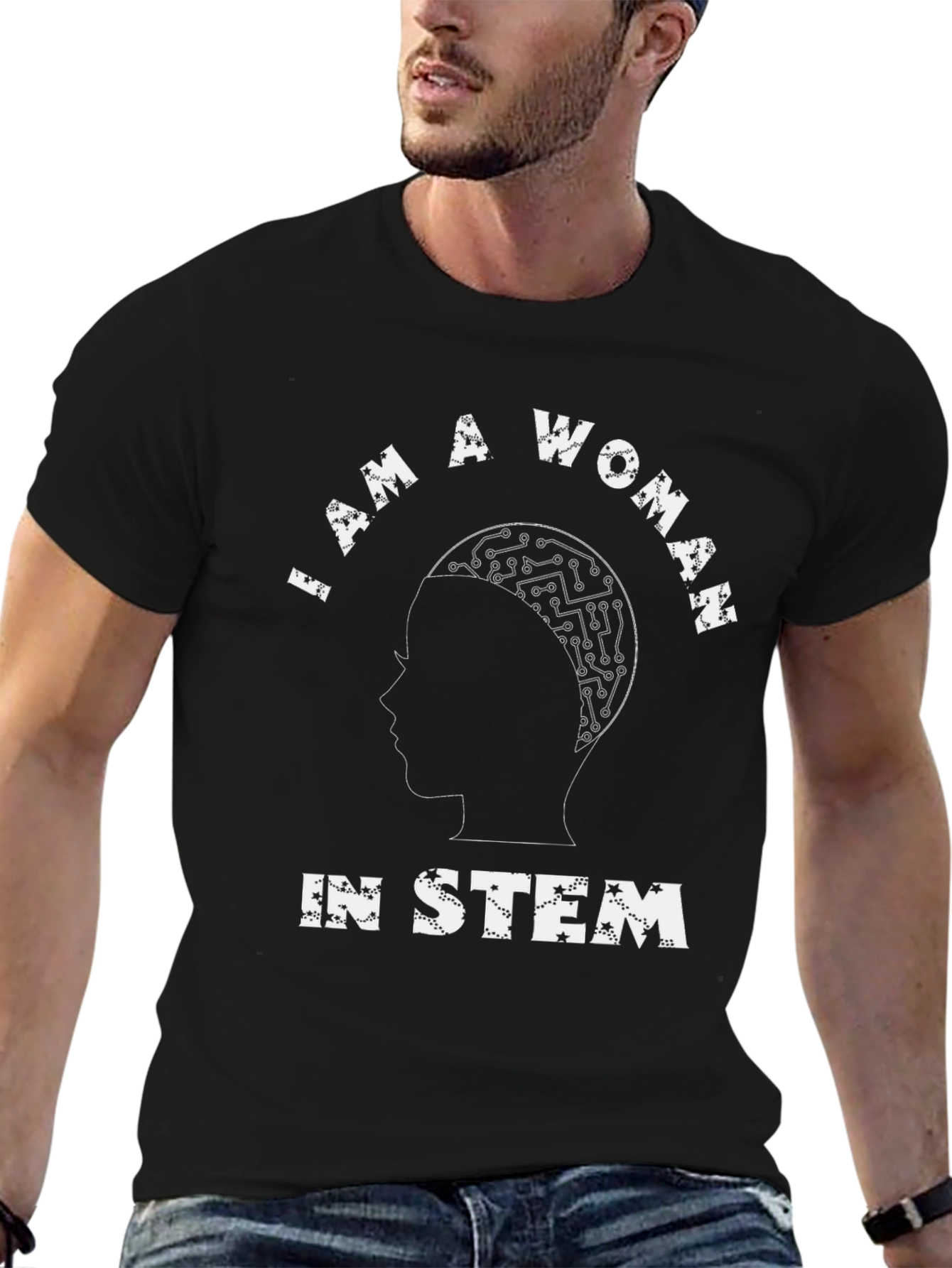 I Am A Woman In STEM Black Graphic Tee